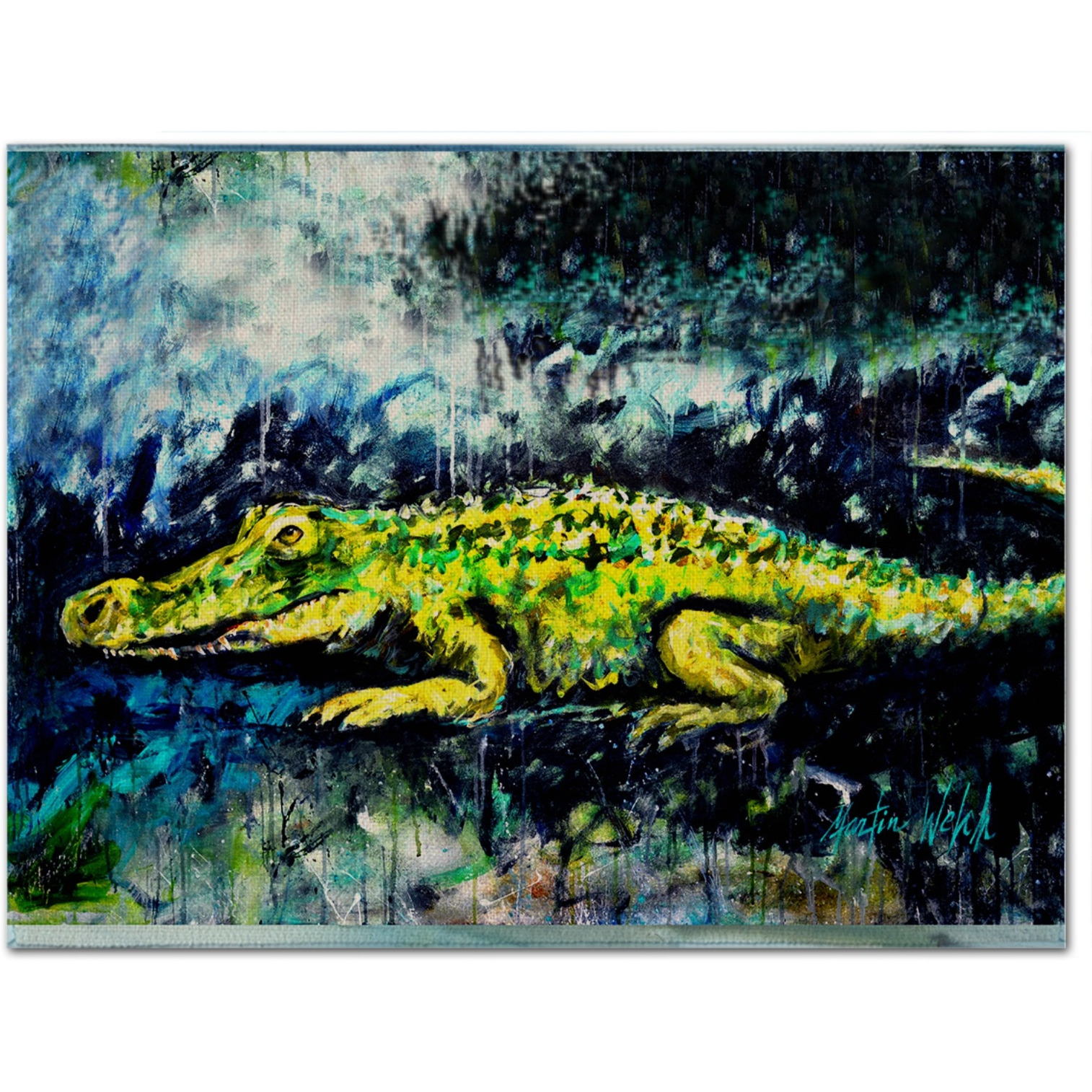 &quotCaroline's Treasures MW1233PLMT Sneaky Alligator Fabric Placemat, Multicolor"