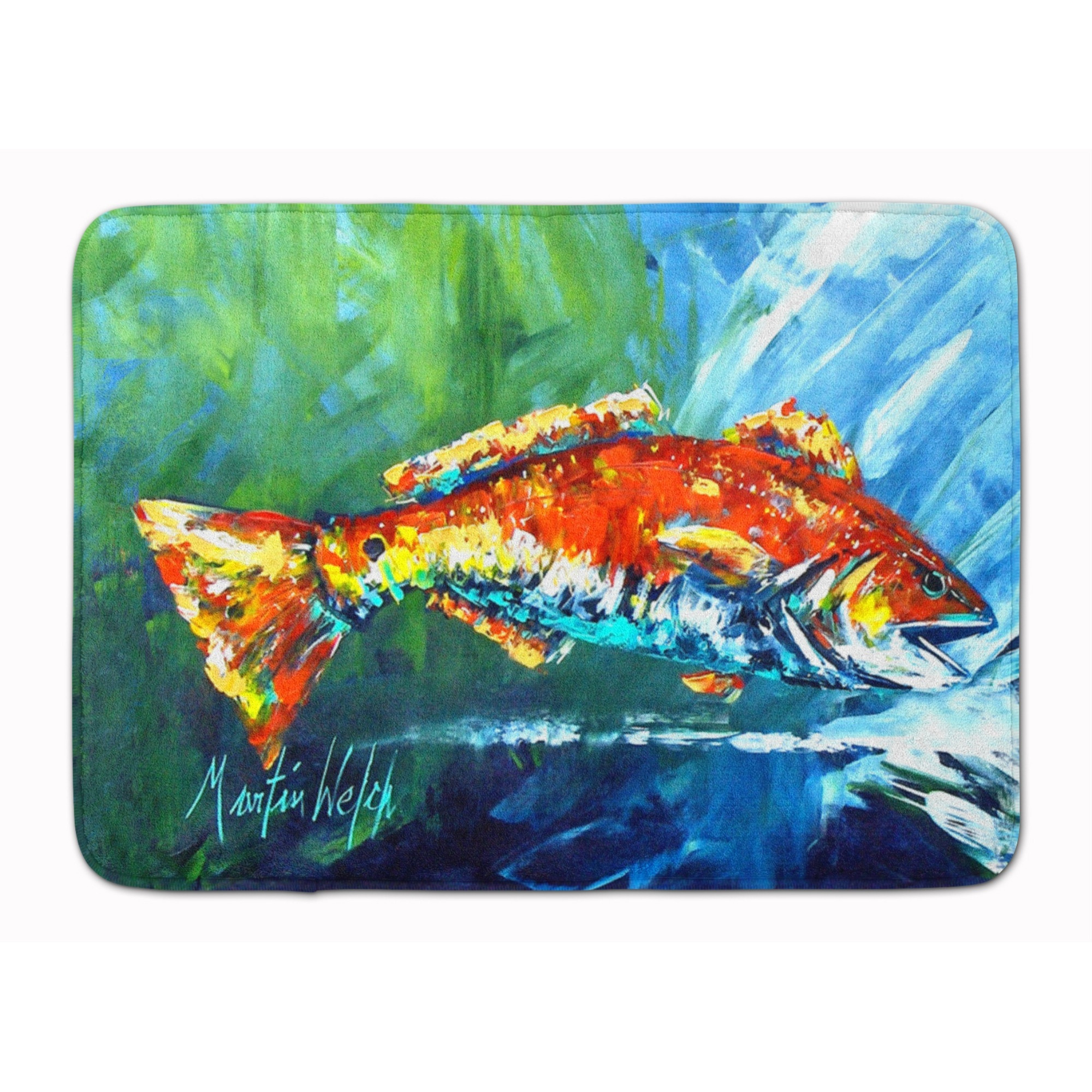 &quotCaroline's Treasures Break Through Red Fish Machine Washable Memory Foam Mat doormats, Multicolor"