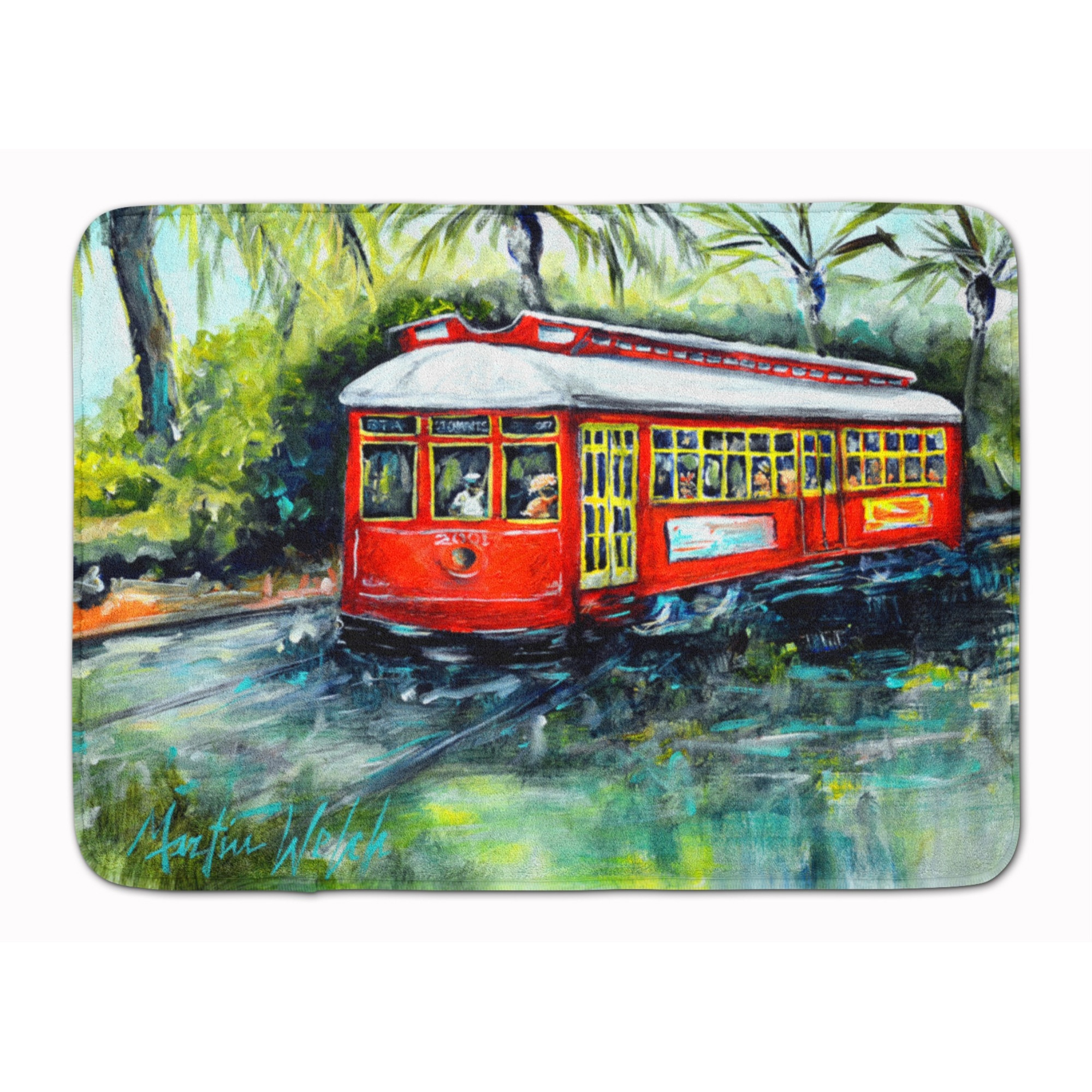 &quotCaroline's Treasures Little Red Street Car Machine Washable Memory Foam Mat doormats, Multicolor"