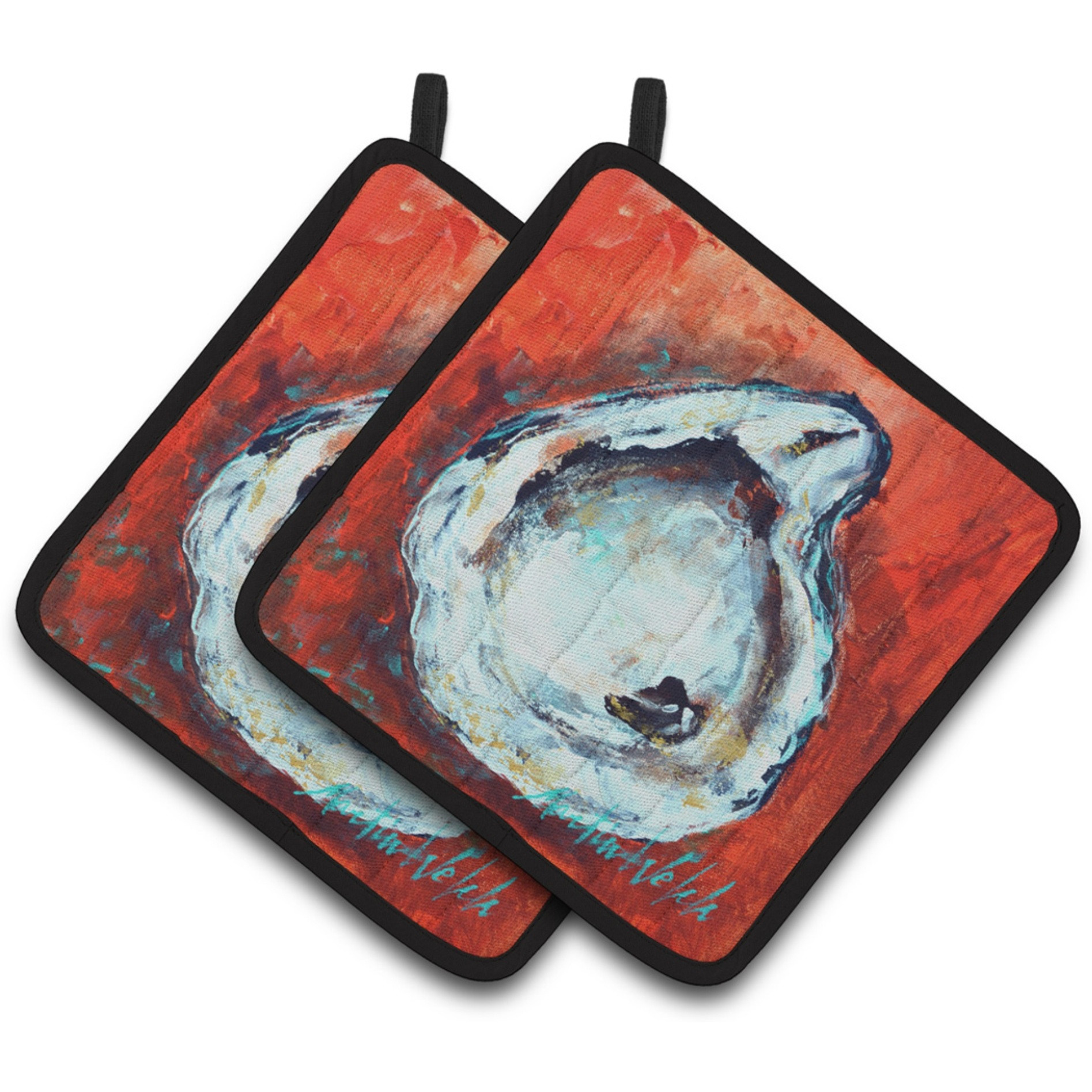 &quotCaroline's Treasures MW1321PTHD Char Broiled Oyster Pair of Pot Holders potholders, Multicolor"