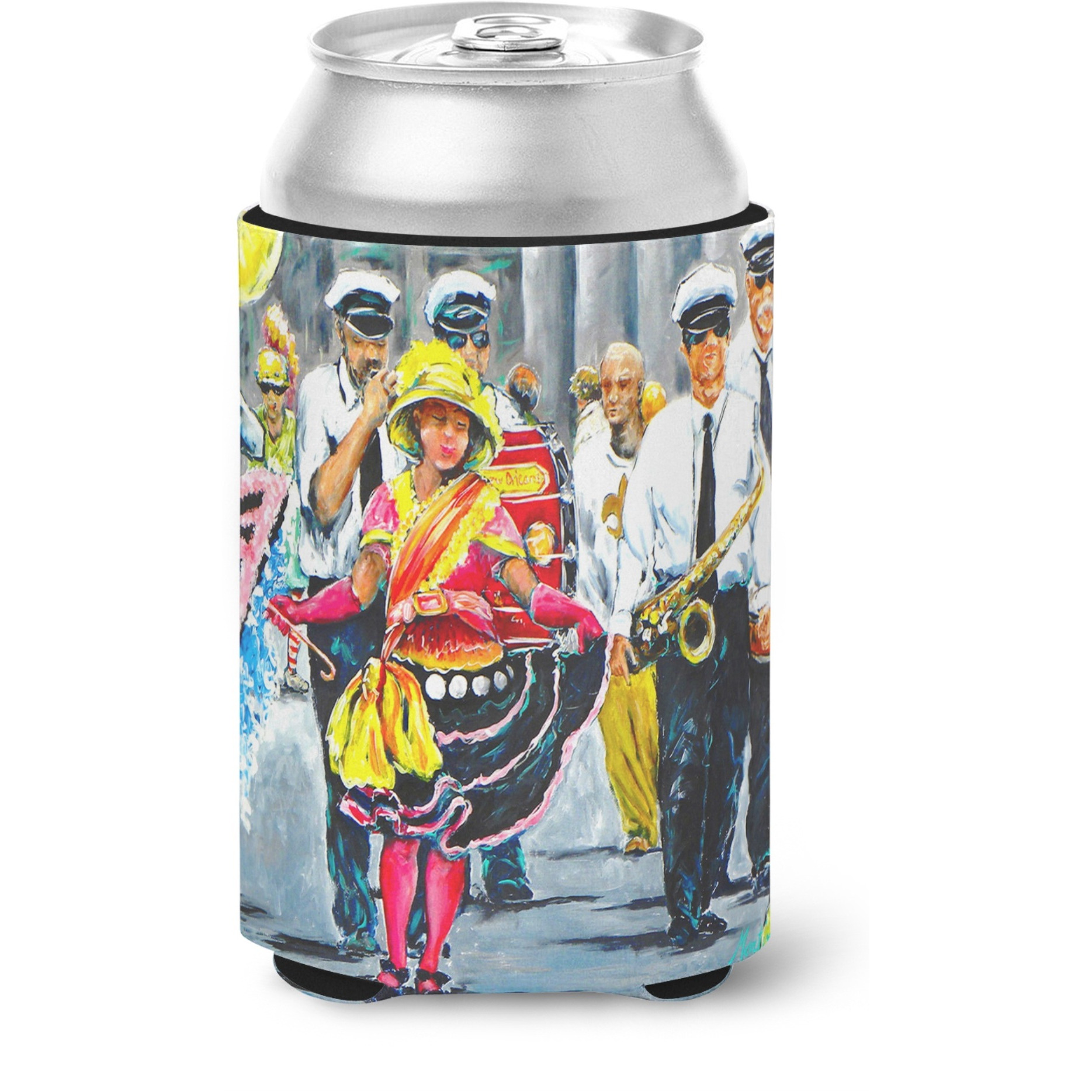 &quotCaroline's Treasures MW1324CC Mardi Gras Dancin' in the Street Can or Bottle Hugger cold-beverage-koozies, Multicolor"
