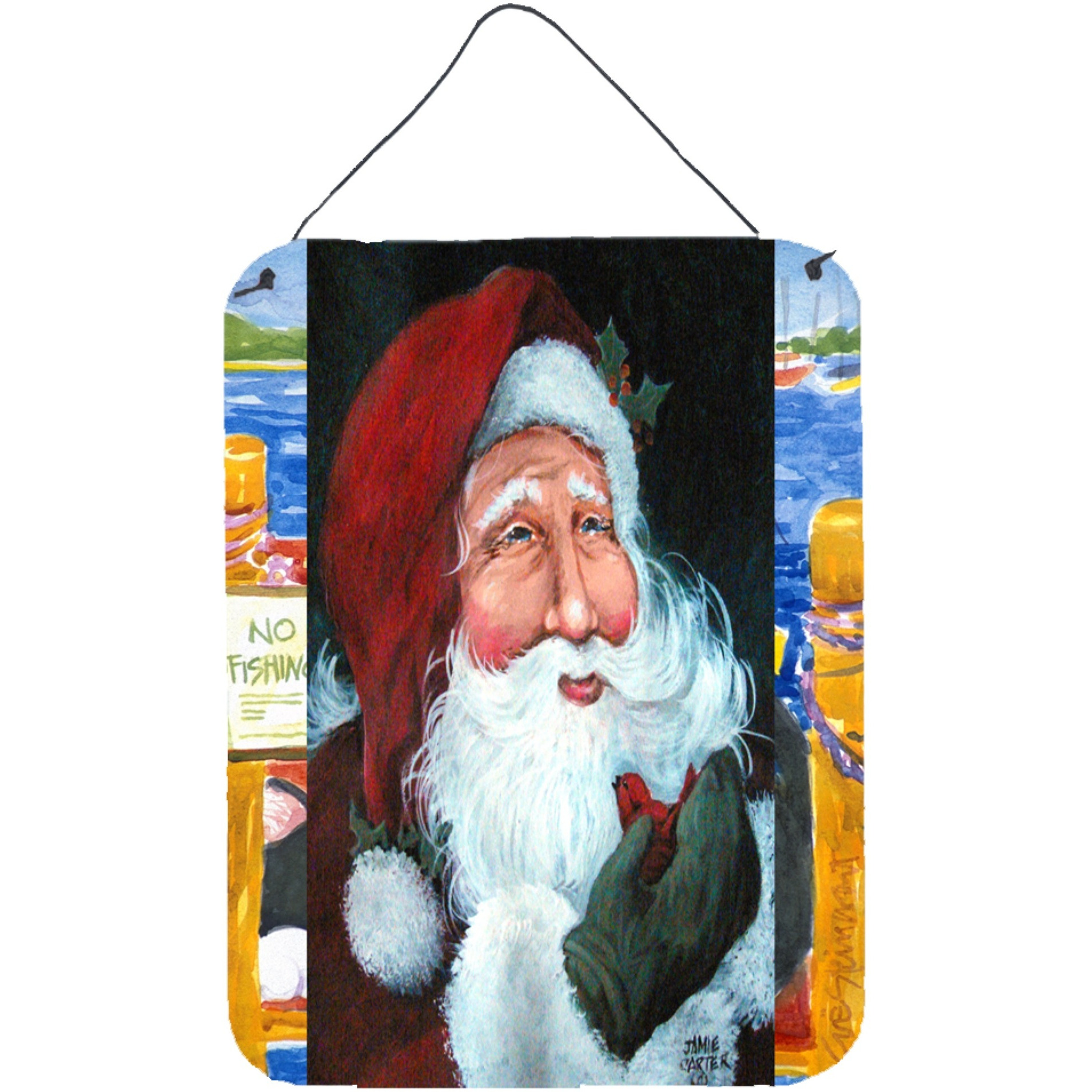 &quotCaroline's Treasures PJC1001DS1216 A Little Bird Told Me Santa Claus Wall or Door Hanging Prints, 16 x 12"", Multicolor"