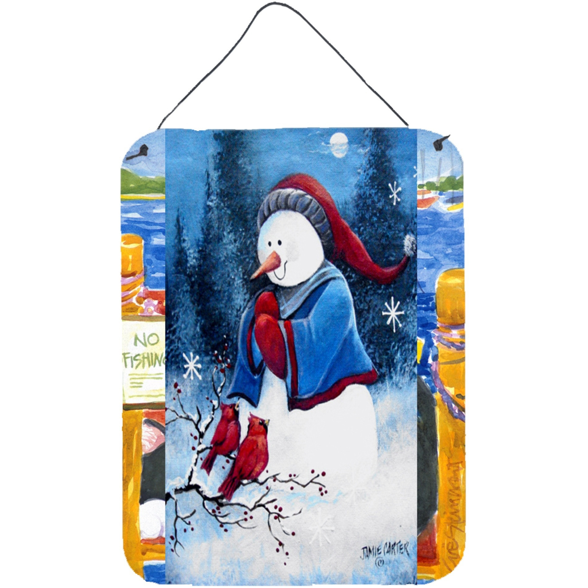 &quotCaroline's Treasures PJC1013DS1216 Hello Winter Friends Snowman Wall or Door Hanging Prints, 16 x 12"", Multicolor"