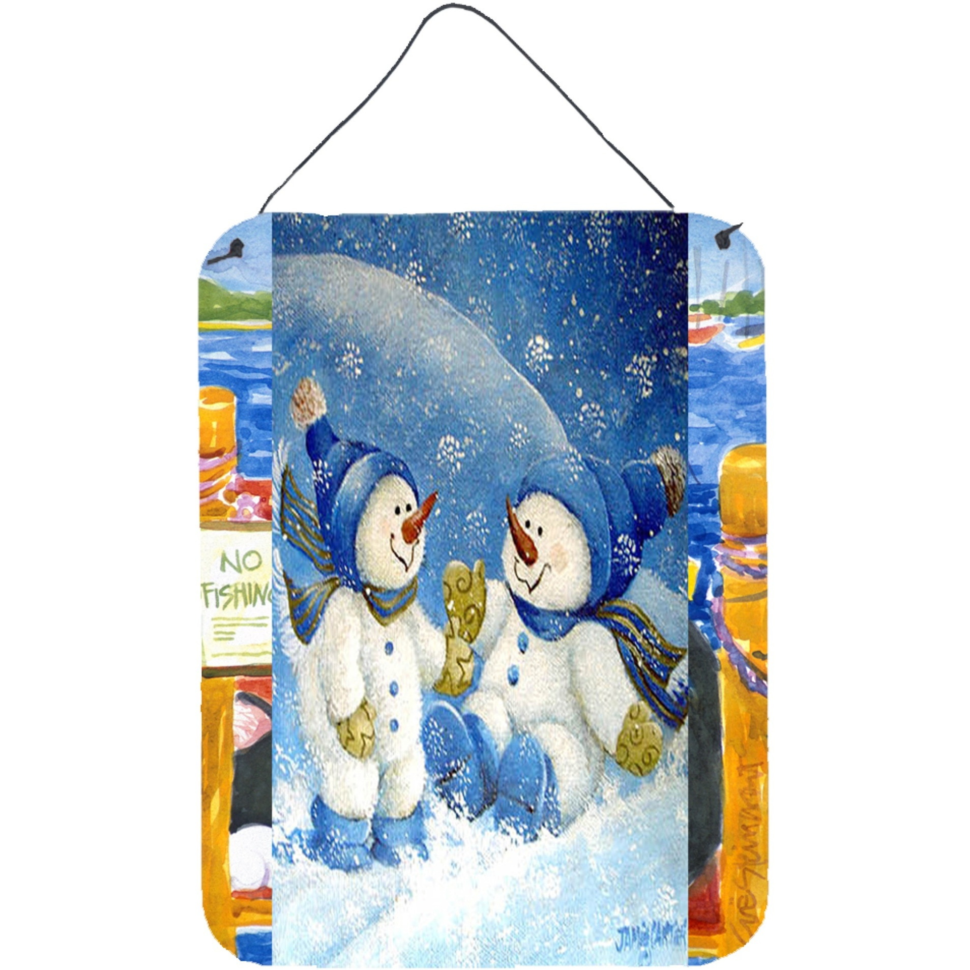 &quotCaroline's Treasures PJC1019DS1216 Snowflakes at Play Snowman Wall or Door Hanging Prints, 16 x 12"", Multicolor"