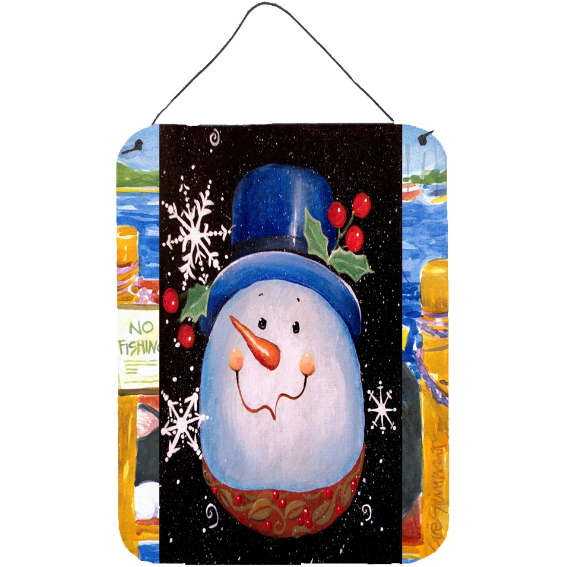 &quotCaroline's Treasures PJC1023DS1216 Top Hat Greetings Snowman Wall or Door Hanging Prints, 16 x 12"", Multicolor"