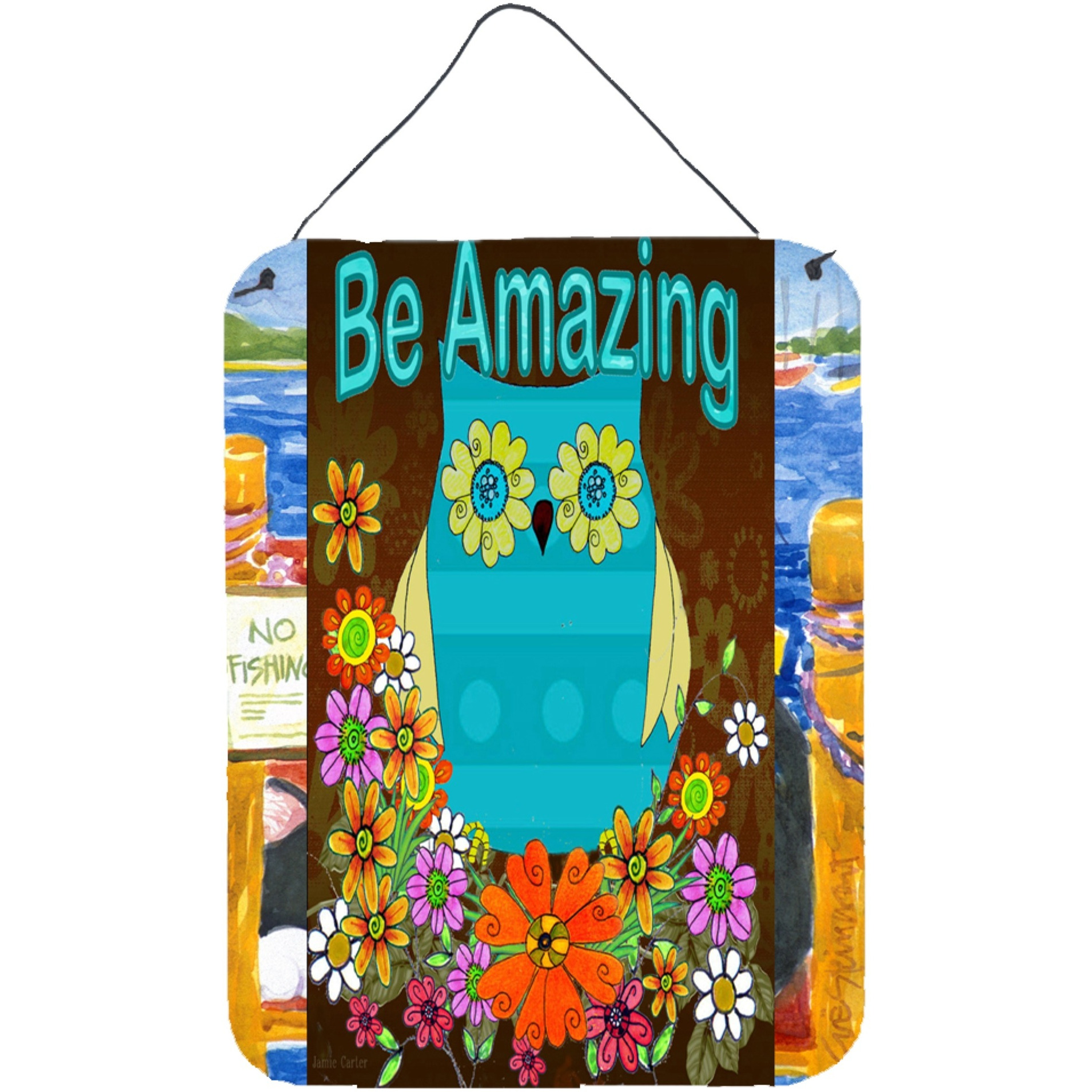 &quotCaroline's Treasures PJC1025DS1216 Be Amazing Owl Wall or Door Hanging Prints, 16 x 12"", Multicolor"