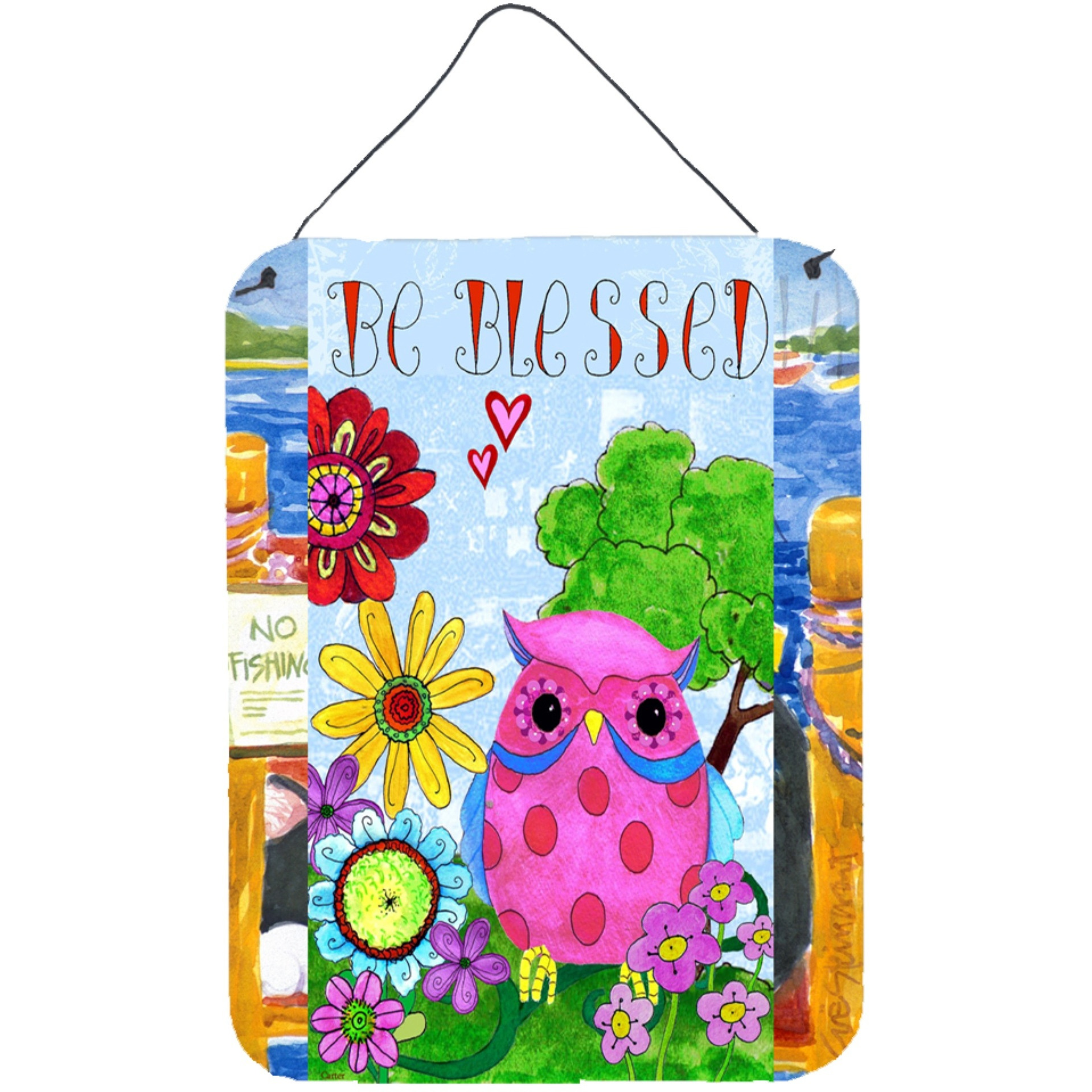 &quotCaroline's Treasures PJC1026DS1216 Be Blessed Owl Wall or Door Hanging Prints, 16 x 12"", Multicolor"