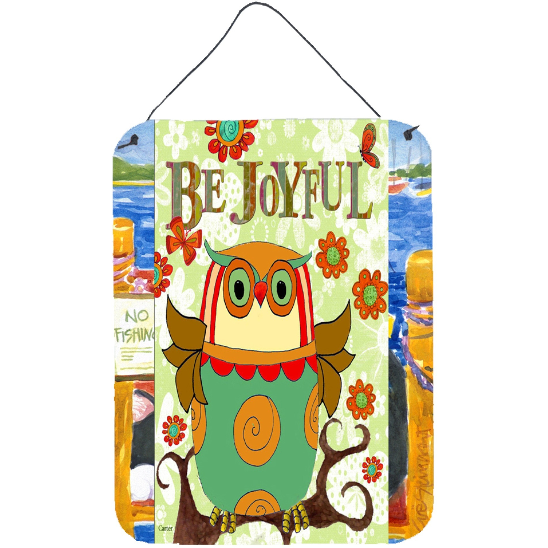 &quotCaroline's Treasures PJC1028DS1216 Be Joyful Owl Wall or Door Hanging Prints, 16 x 12"", Multicolor"