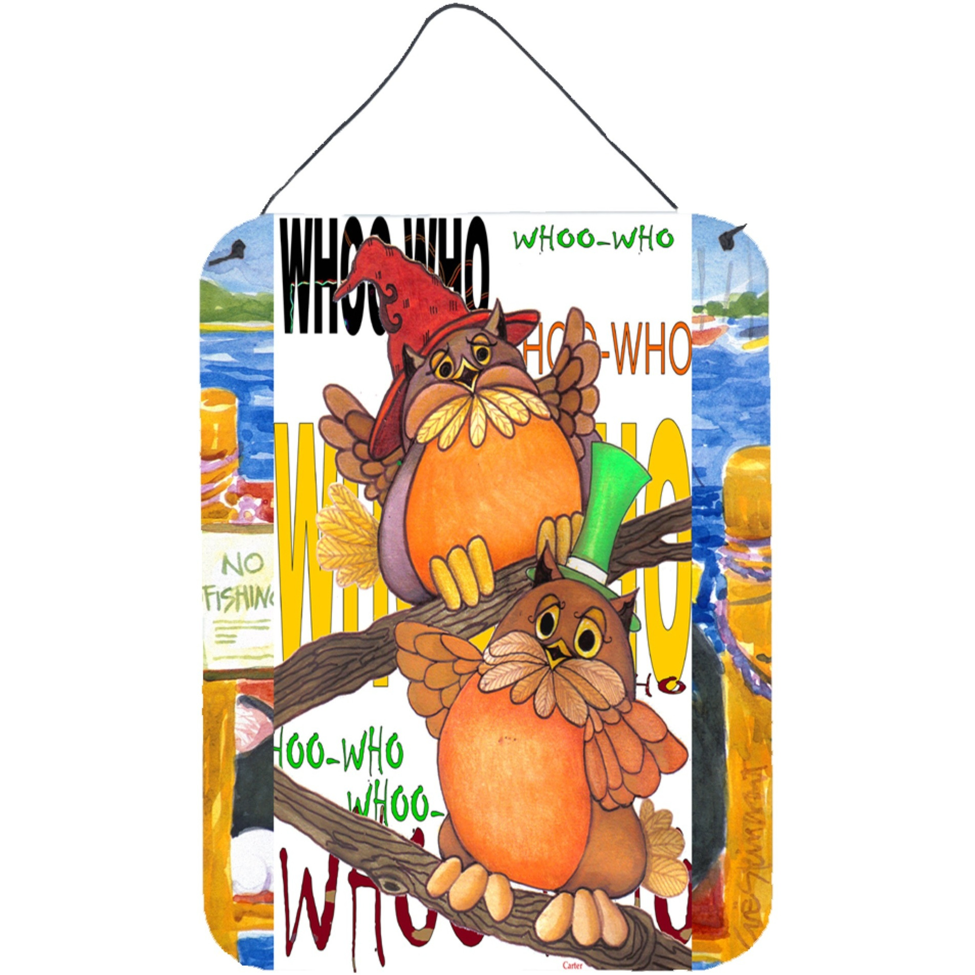 &quotCaroline's Treasures PJC1032DS1216 Whoo Who Owl Wall or Door Hanging Prints, 16 x 12"", Multicolor"