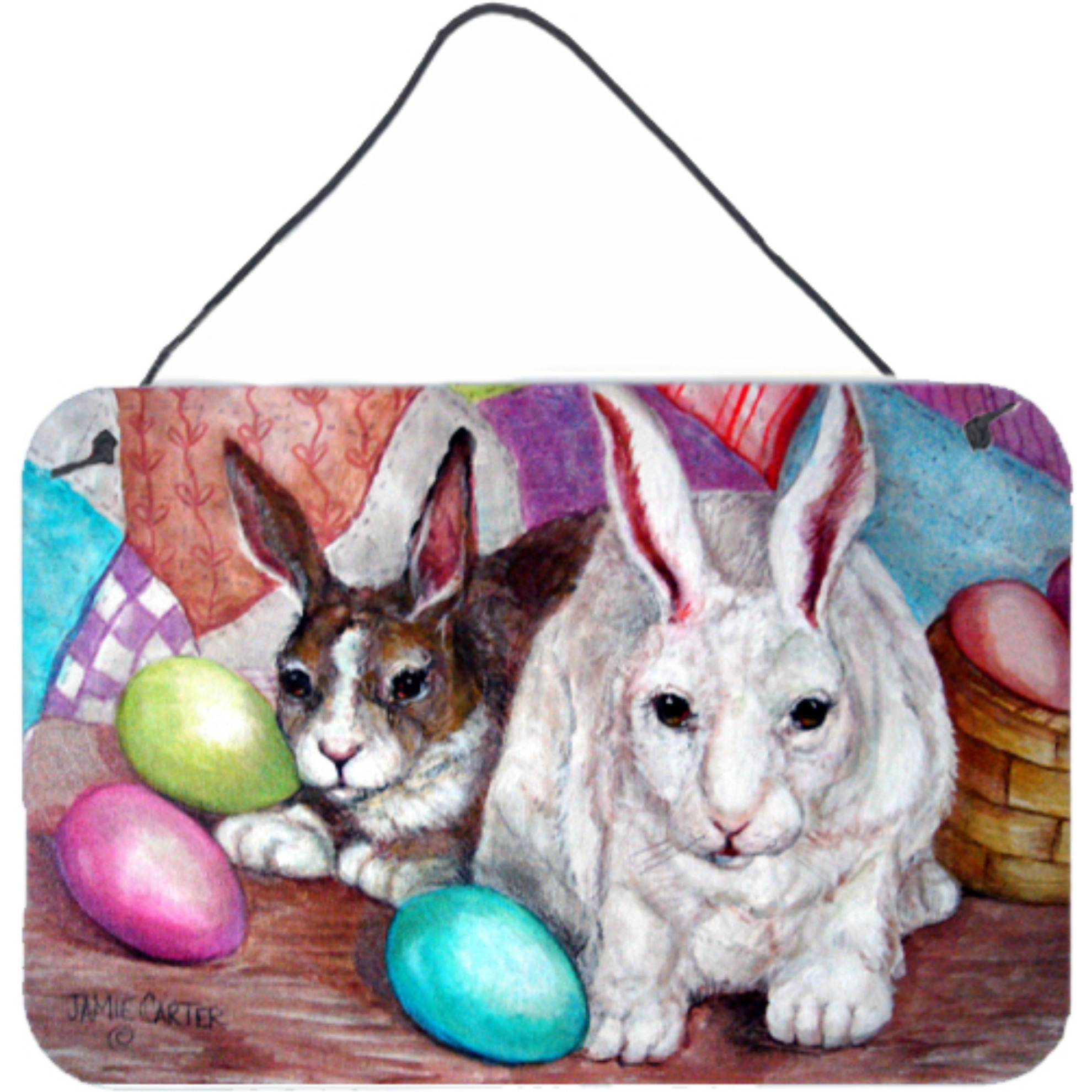&quotCaroline's Treasures PJC1064DS812 Buddy Buddies Easter Rabbit Wall or Door Hanging Prints, 8 x 12"", Multicolor"