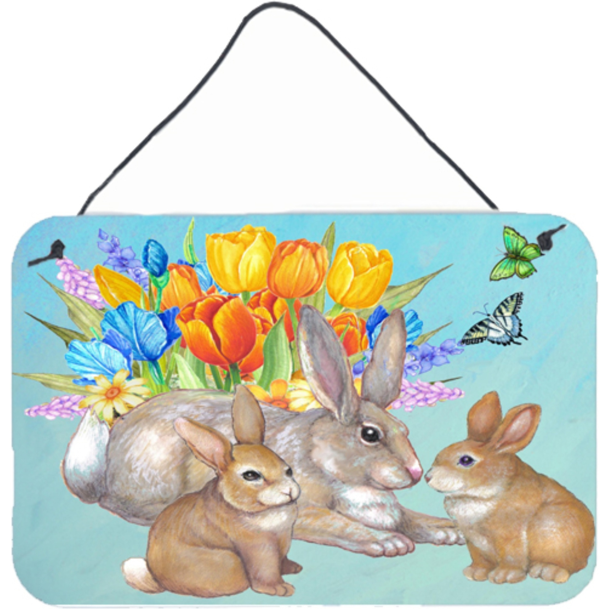 &quotCaroline's Treasures PJC1065DS812 Bunny Family Easter Rabbit Wall or Door Hanging Prints, 8 x 12"", Multicolor"