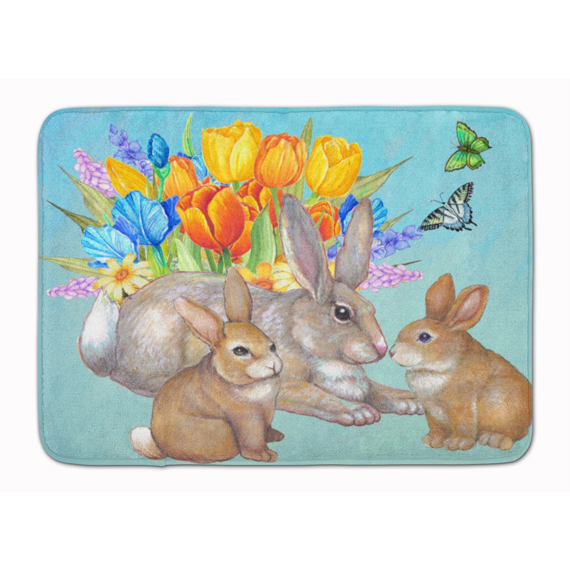 &quotCaroline's Treasures Bunny Family Easter Rabbit Floor Mat, 19"" x 27"", Multicolor"