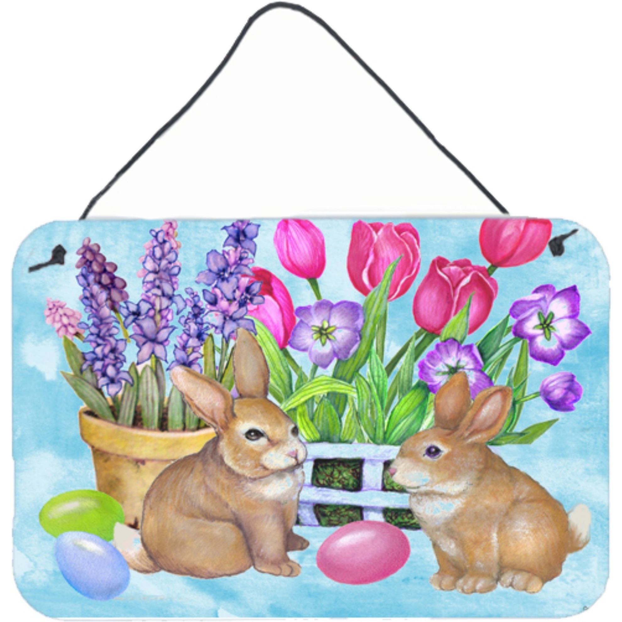 &quotCaroline's Treasures PJC1066DS812 New Beginnings Easter Rabbit Wall or Door Hanging Prints, 8 x 12"", Multicolor"