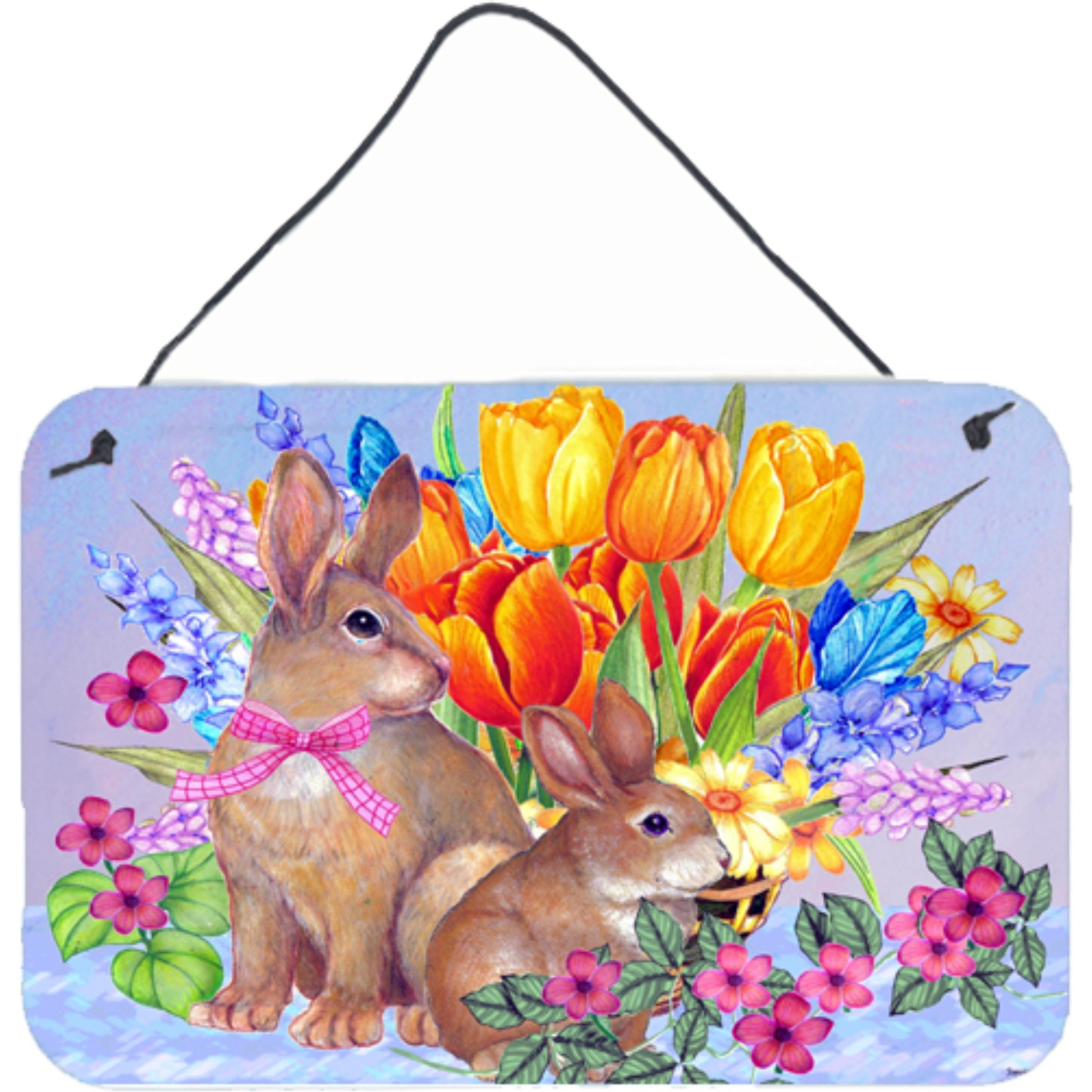 &quotCaroline's Treasures PJC1067DS812 New Beginnings II Easter Rabbit Wall or Door Hanging Prints, 8 x 12"", Multicolor"