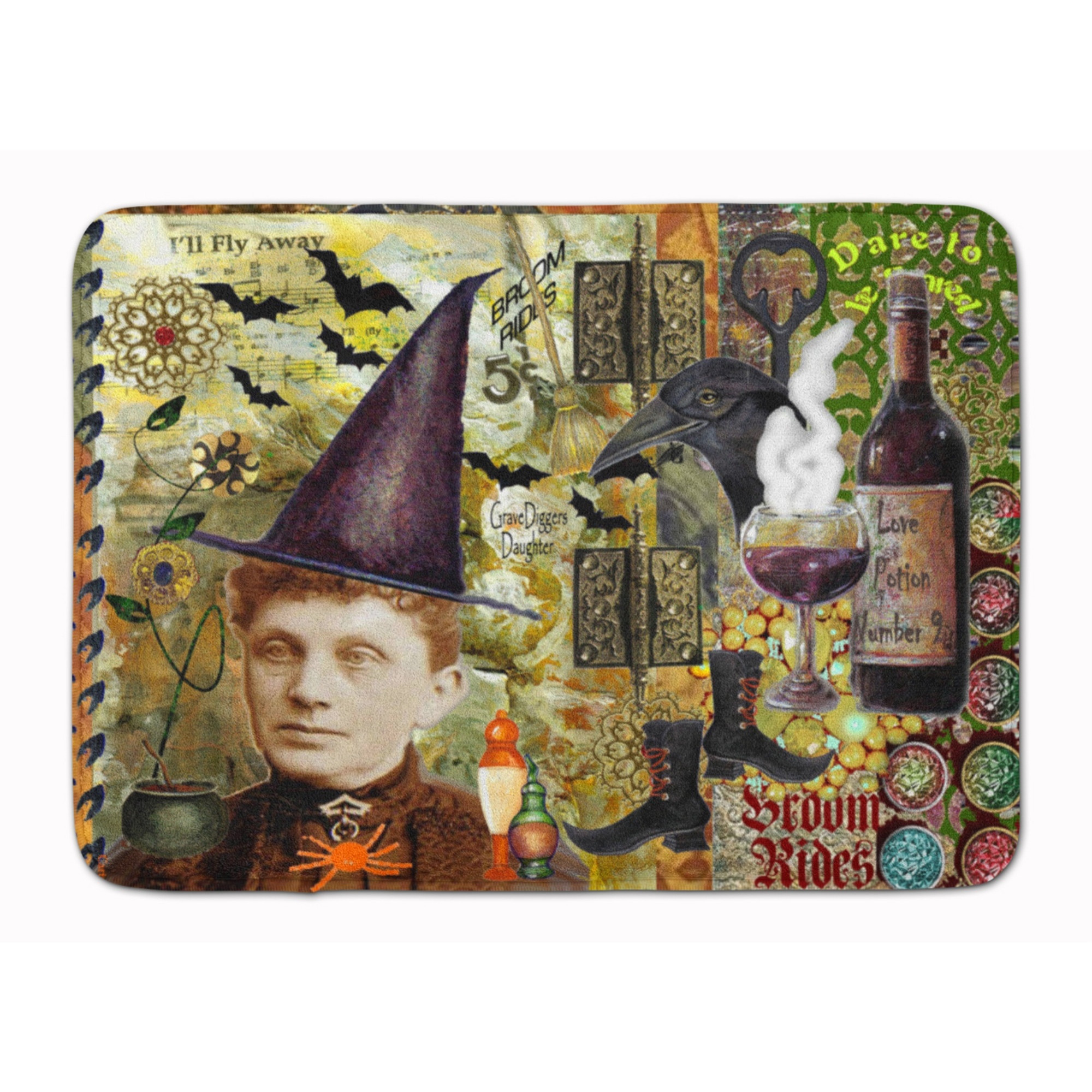 &quotCaroline's Treasures Broom Rides and Spells Halloween Floor Mat, 19"" x 27"", Multicolor"