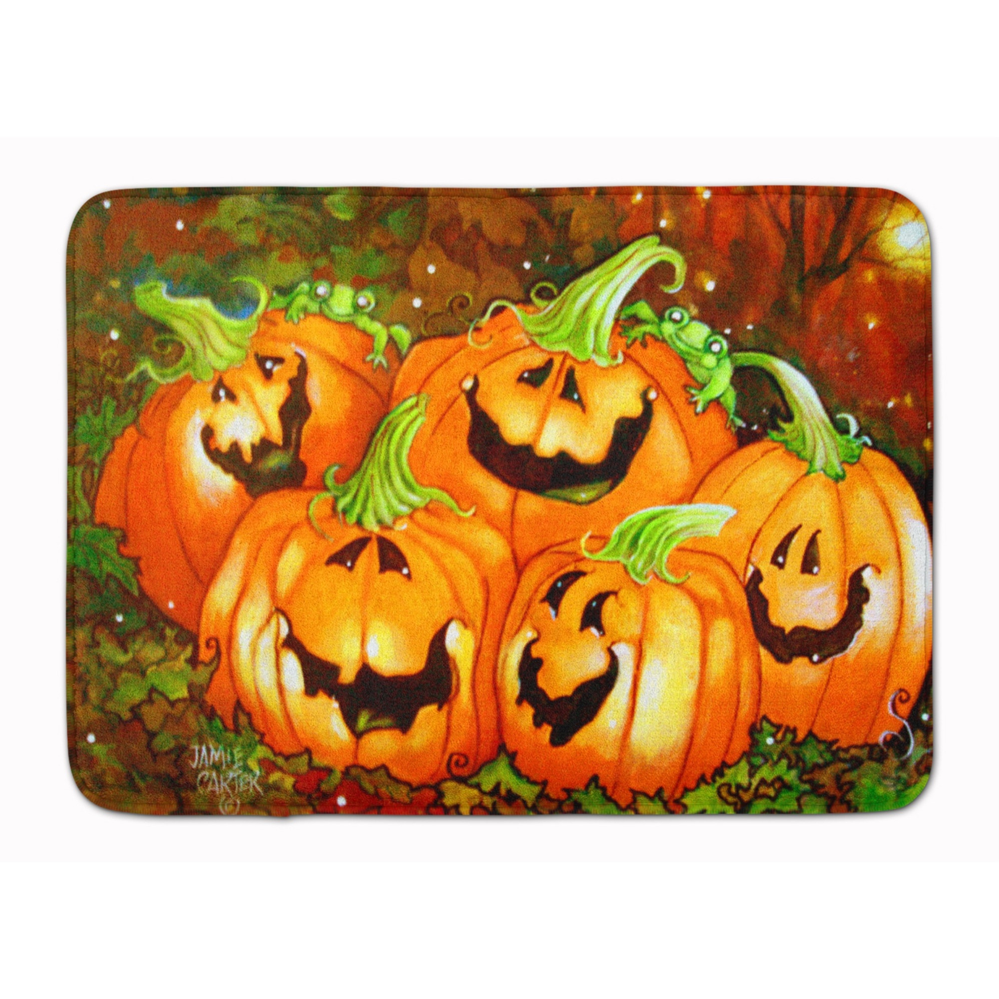 &quotCaroline's Treasures A Glowing Personality Pumpkin Halloween Floor Mat, 19"" x 27"", Multicolor"