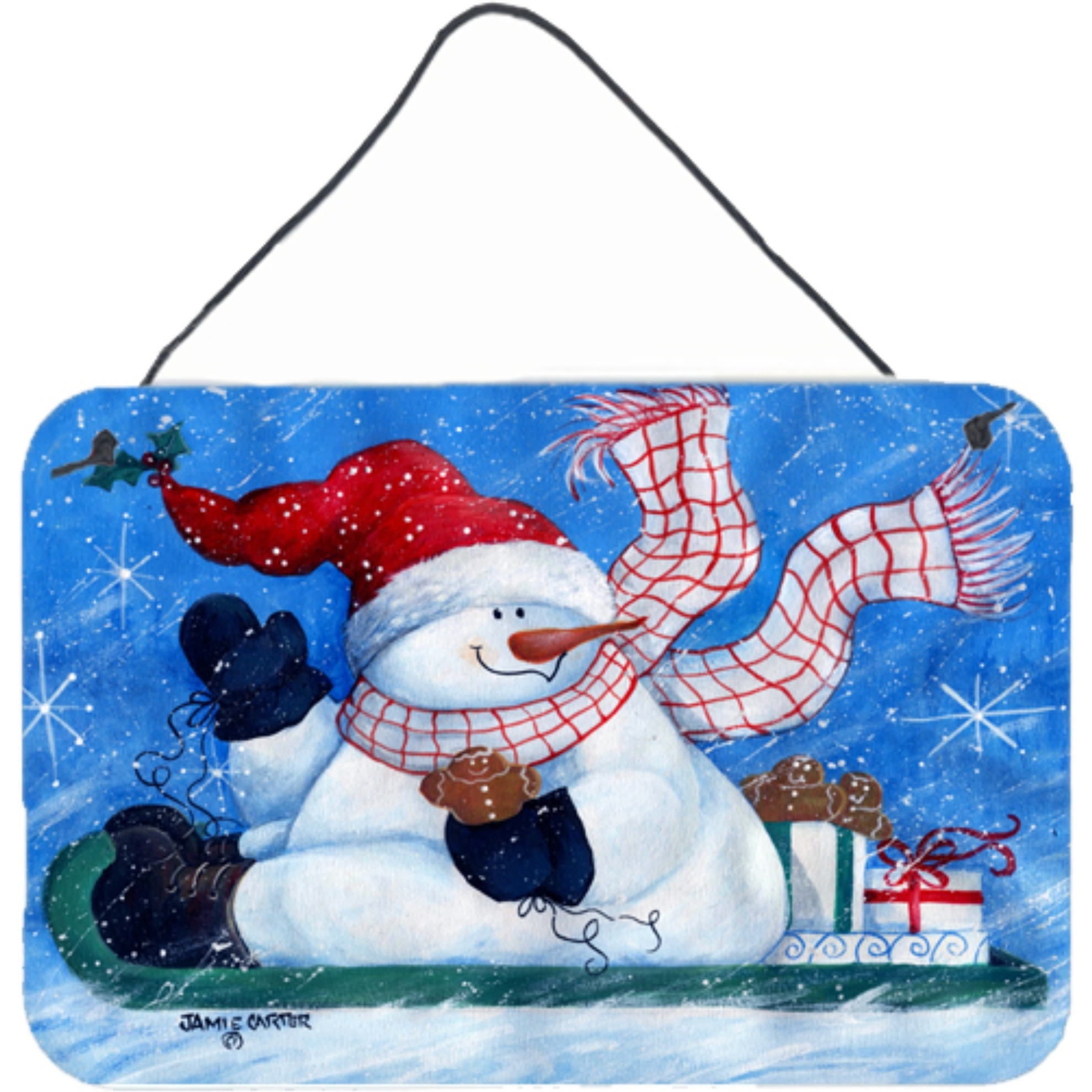 &quotCaroline's Treasures PJC1078DS812 Come Ride with Me Snowman Wall or Door Hanging Prints, 8 x 12"", Multicolor"