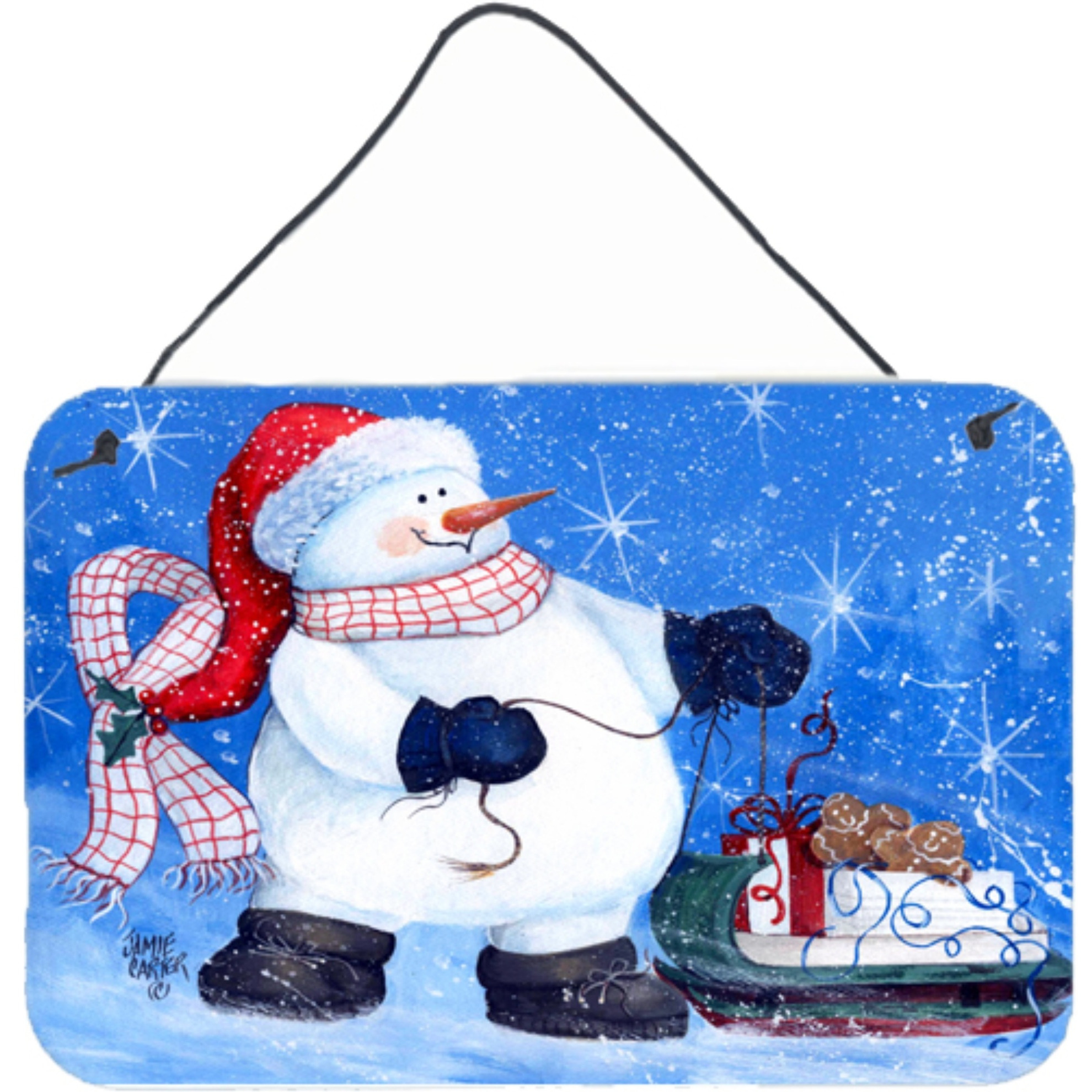 &quotCaroline's Treasures PJC1081DS812 My Friends Can Ride Too Snowman Wall or Door Hanging Prints, 8 x 12"", Multicolor"