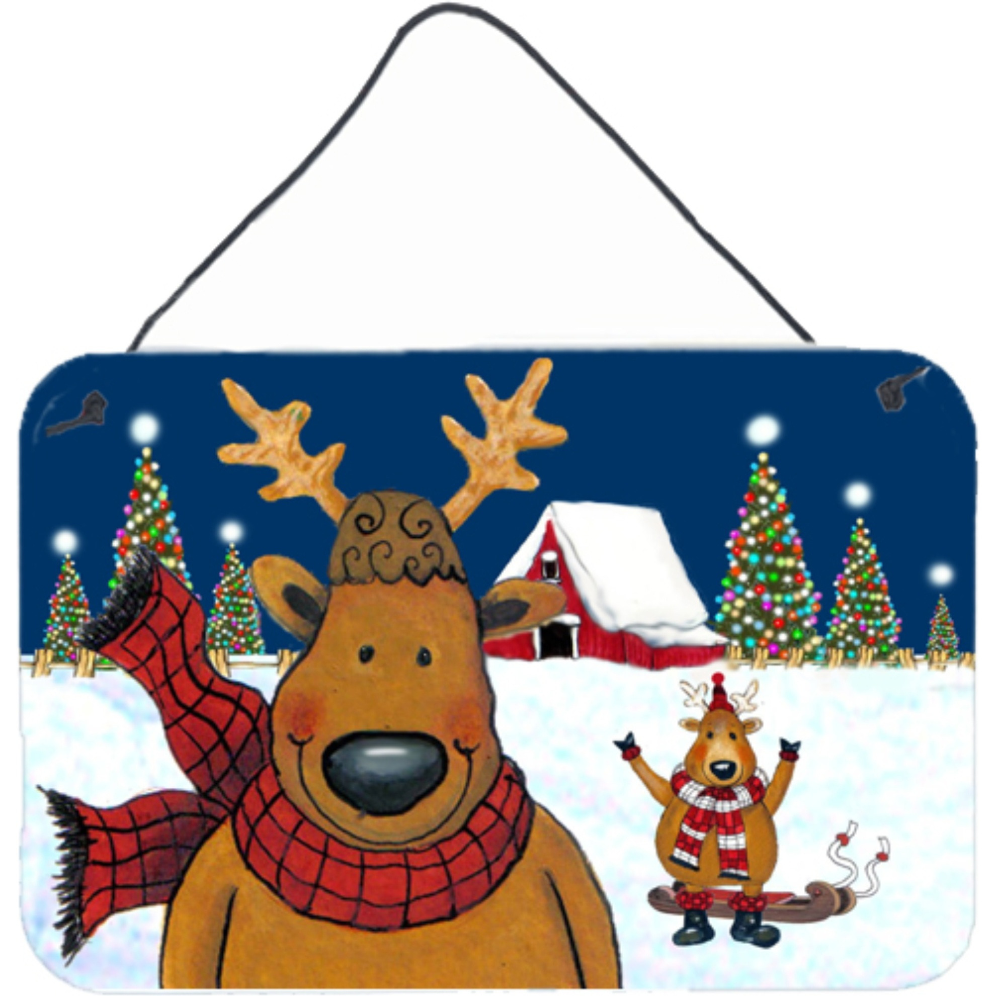 &quotCaroline's Treasures PJC1088DS812 The Tree Famers Reindeer Christmas Wall or Door Hanging Prints, 8 x 12"", Multicolor"