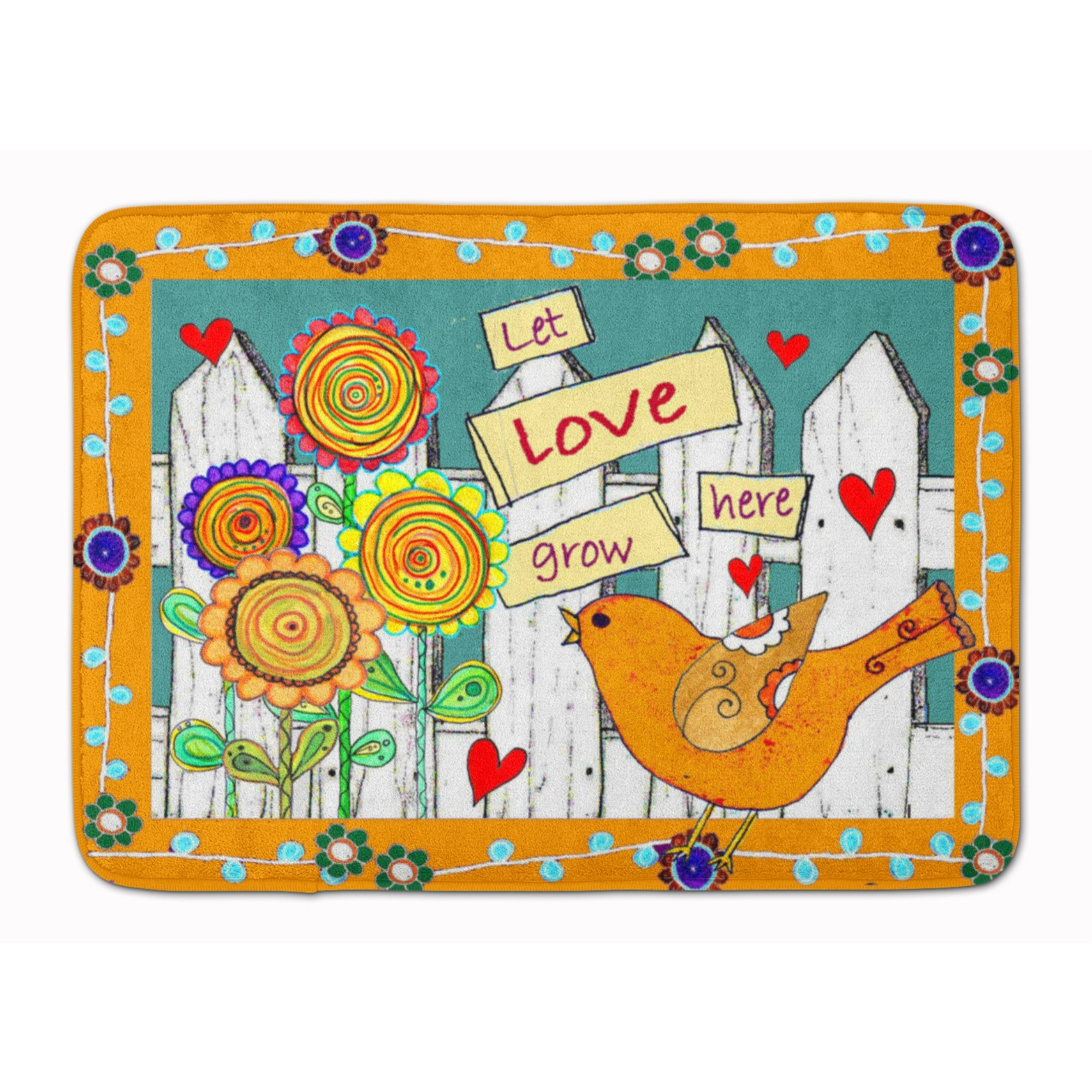 &quotCaroline's Treasures Let Love Grow Here Floor Mat, 19"" x 27"", Multicolor"