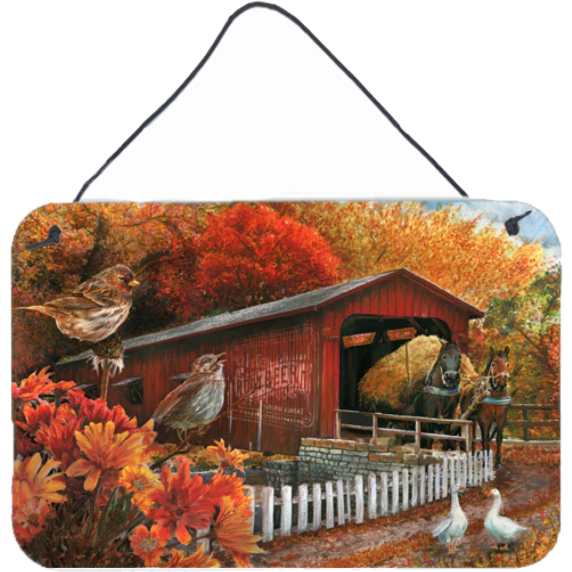 &quotCaroline's Treasures PTW2004DS812 Fall Covered Bridge Wall or Door Hanging Prints, 8 x 12"", Multicolor"