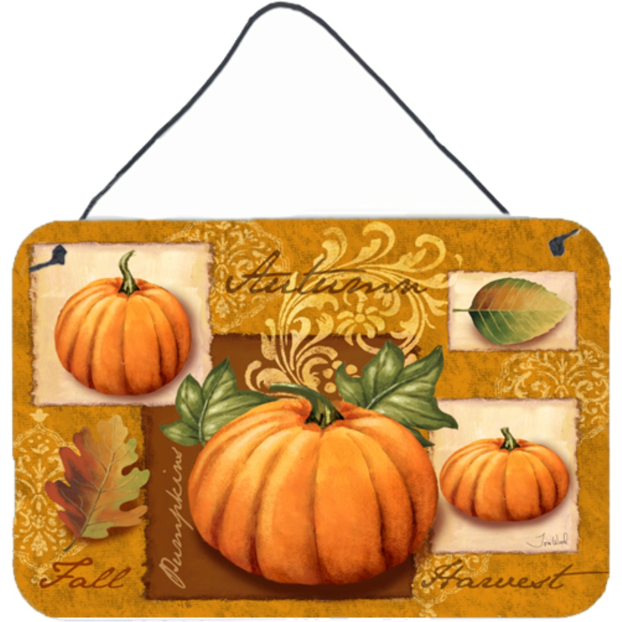 &quotCaroline's Treasures PTW2006DS812 Fall Harvest Pumpkins Wall or Door Hanging Prints, 8 x 12"", Multicolor"