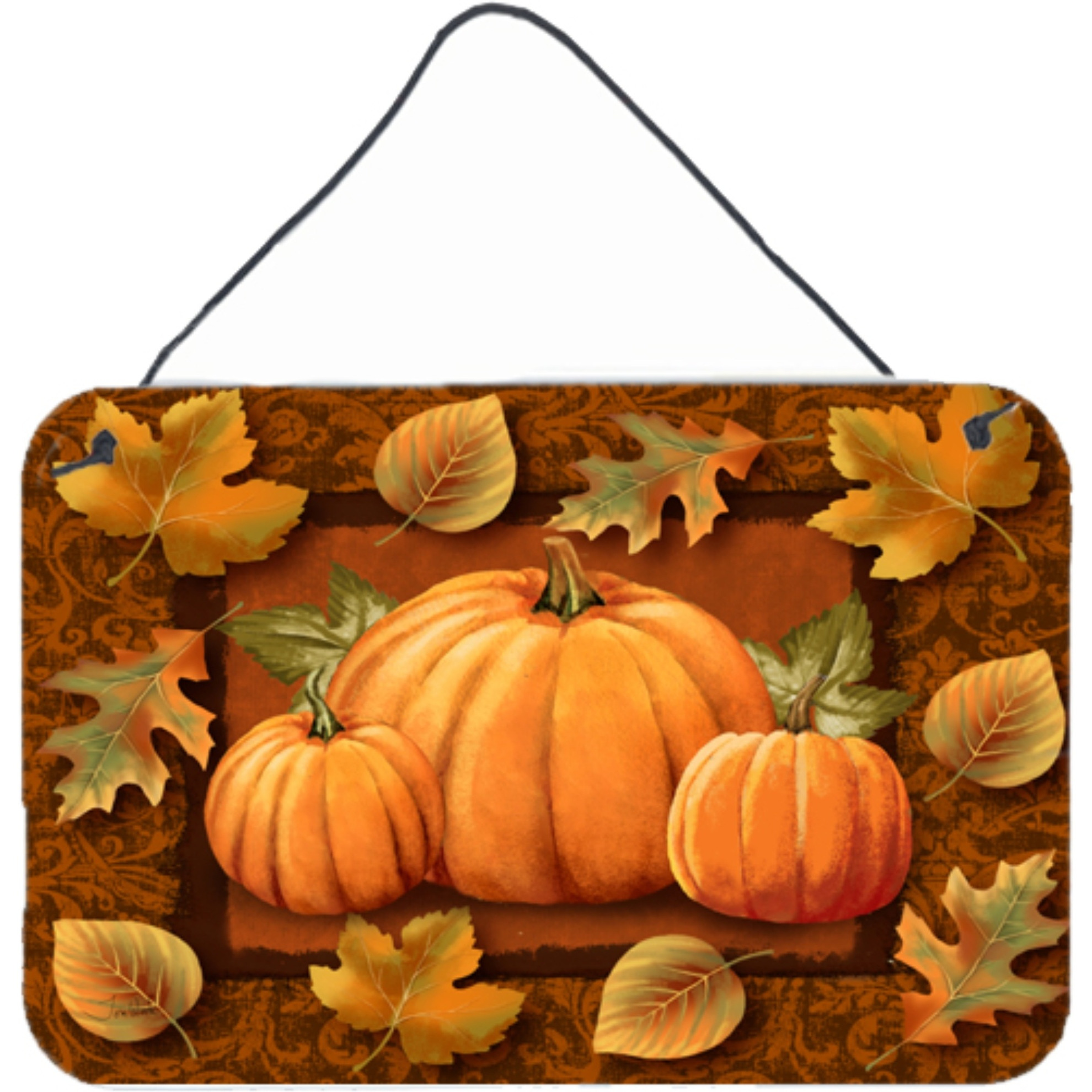 &quotCaroline's Treasures PTW2009DS812 Pumpkins and Fall Leaves Wall or Door Hanging Prints, 8 x 12"", Multicolor"