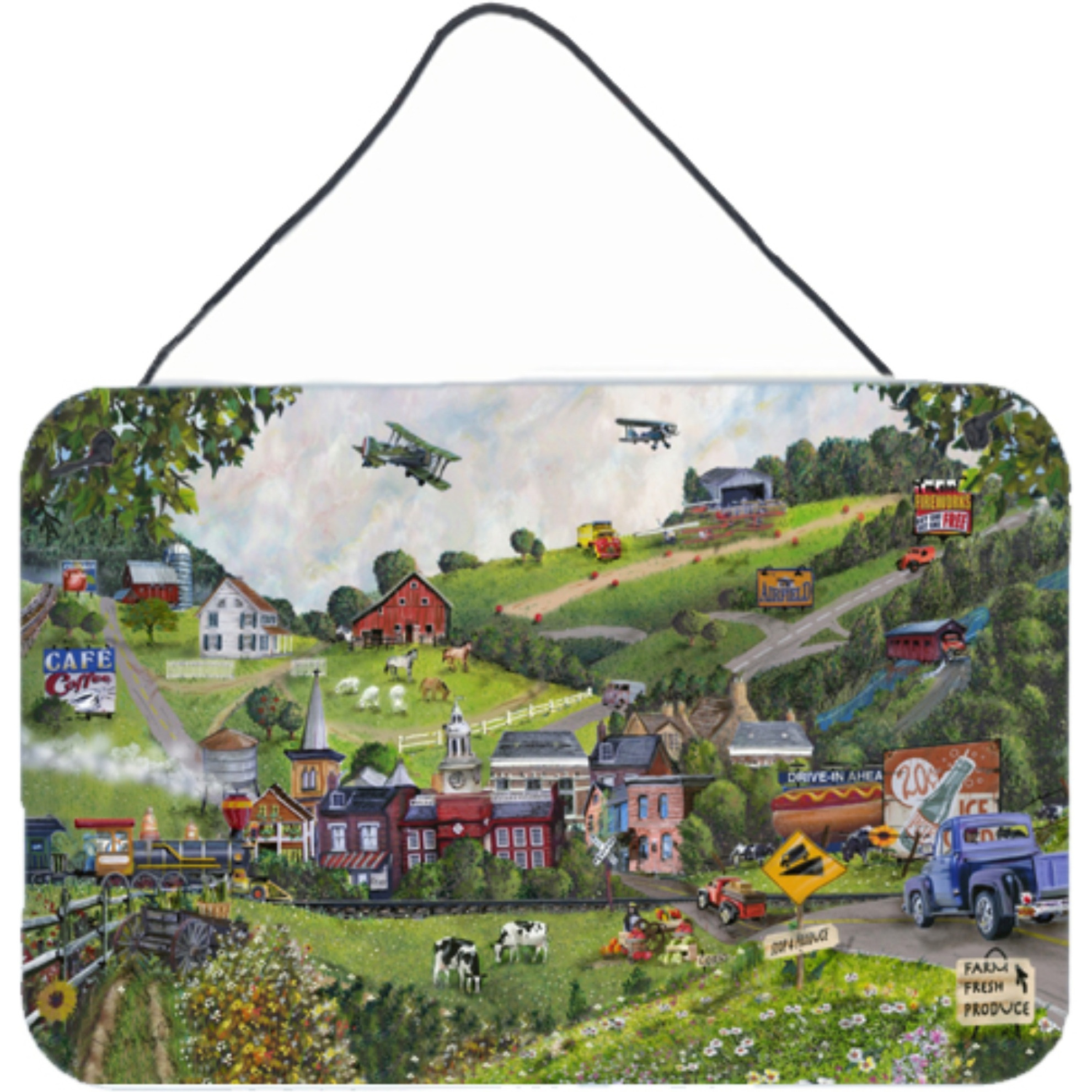 &quotCaroline's Treasures PTW2012DS812 Summer in Small Town USA Wall or Door Hanging Prints, 8 x 12"", Multicolor"