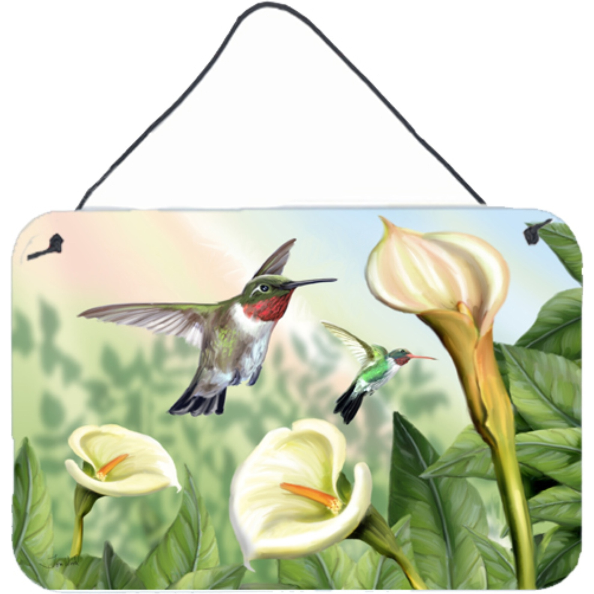&quotCaroline's Treasures PTW2058DS812 Lily and the Hummingbirds Wall or Door Hanging Prints, 8 x 12"", Multicolor"