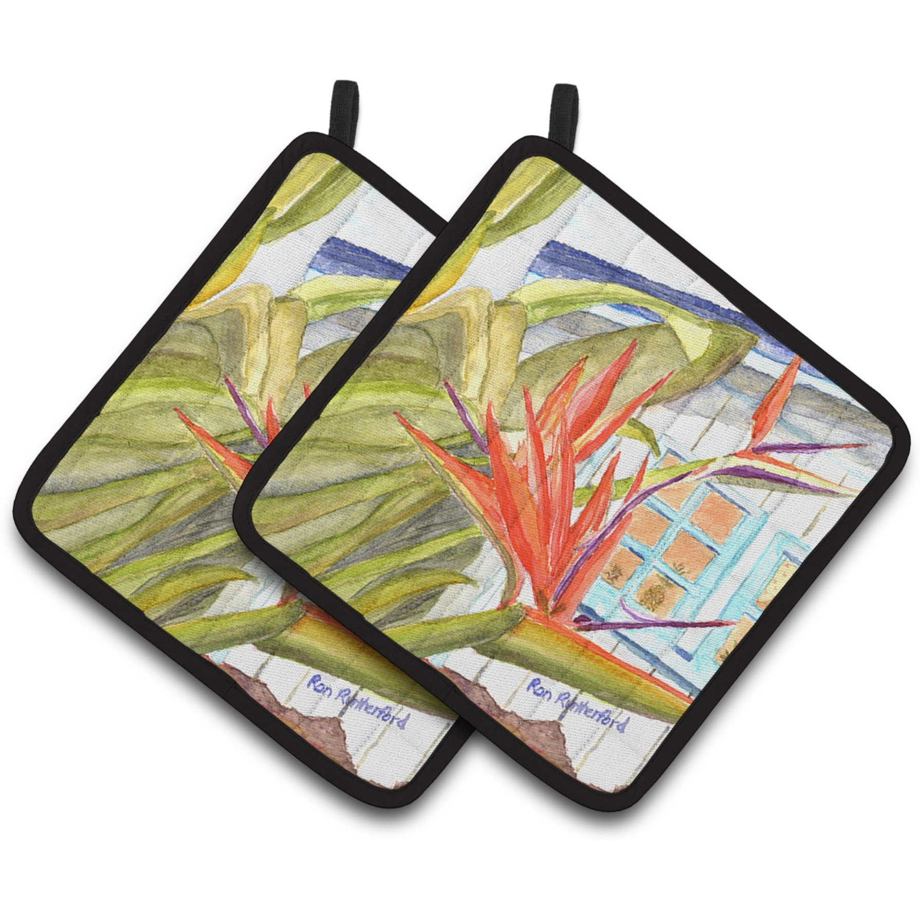 &quotCaroline's Treasures Flower - Bird of Paradise Pair of Pot Holders RDR2005PTHD, 7.5HX7.5W, Multicolor"