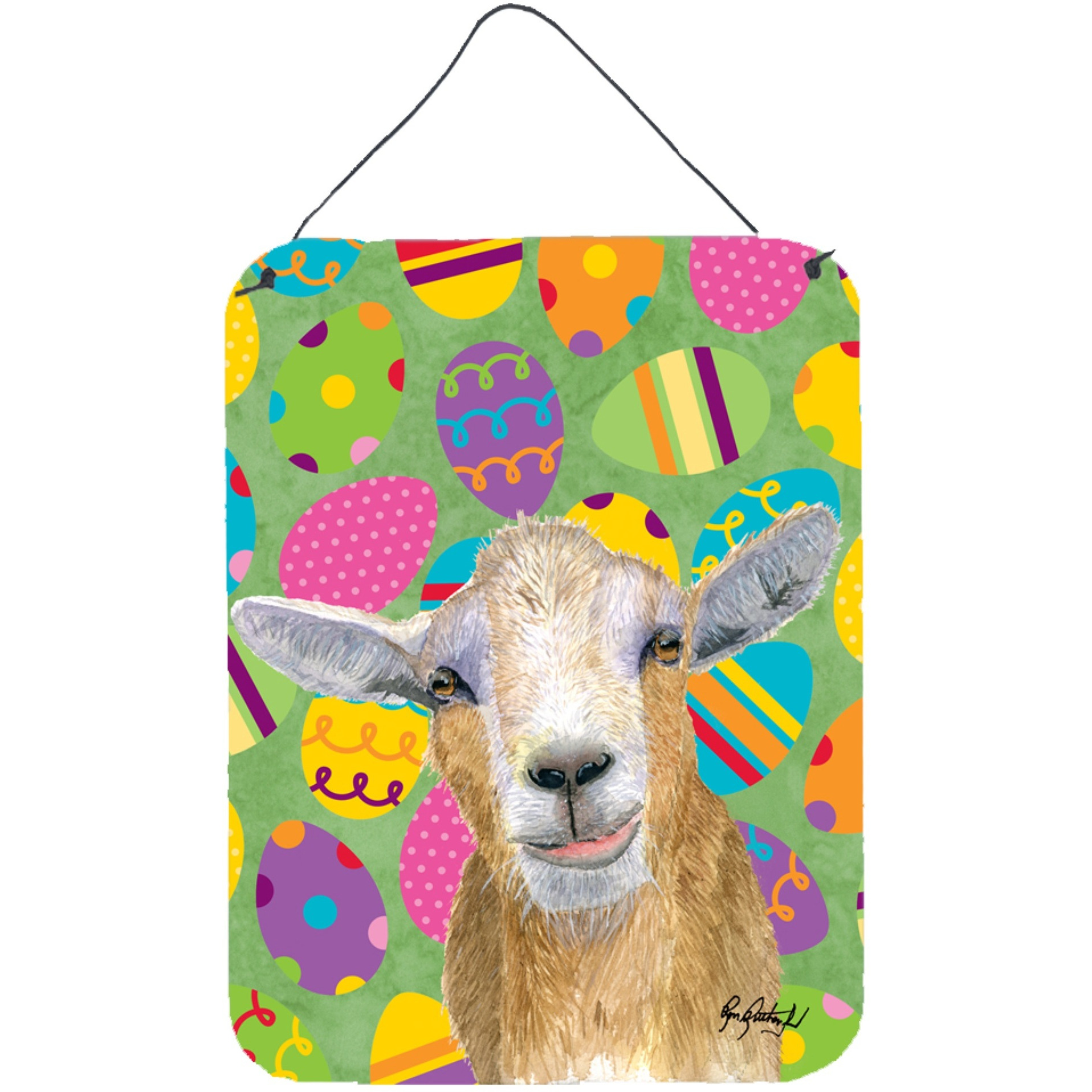 &quotCaroline's Treasures Eggtravaganza Goat Easter Aluminium Metal Wall or Door Hanging Prints, 16"" x 12"""