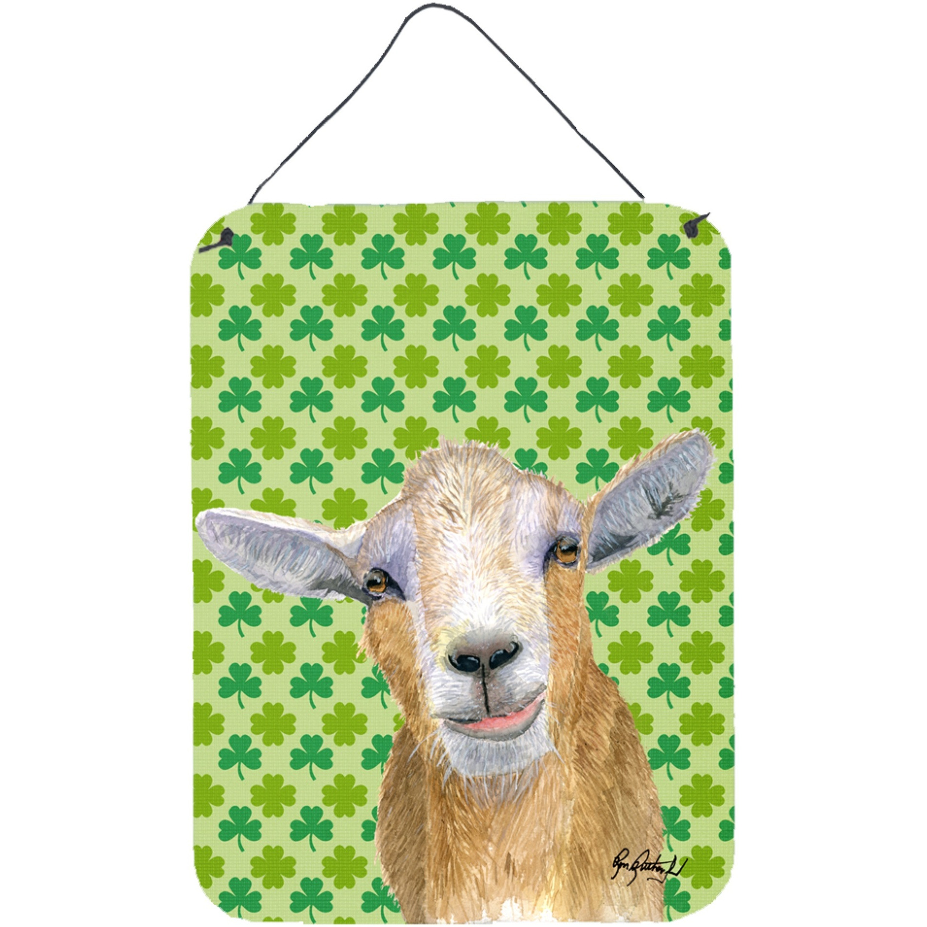 &quotCaroline's Treasures St Patrick's Day Goat Aluminium Metal Wall or Door Hanging Prints, 16"" x 12"""