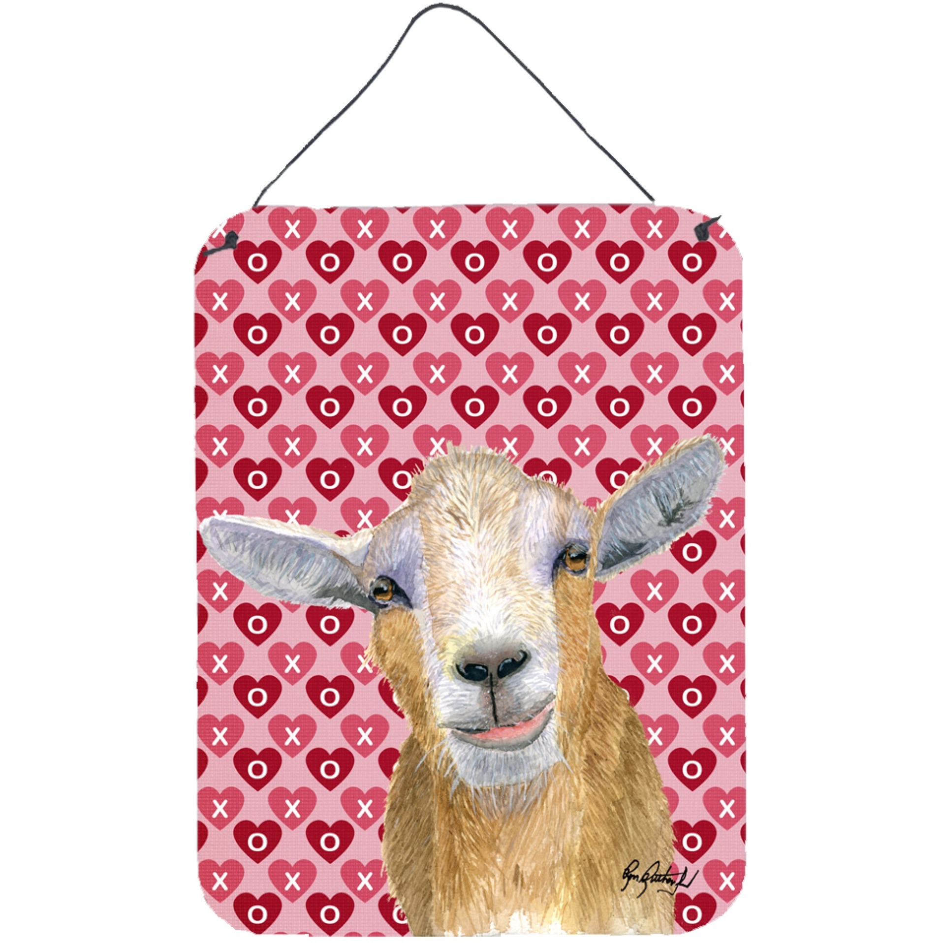 &quotCaroline's Treasures Hearts and Love Goat Aluminium Metal Wall or Door Hanging Prints, 16"" x 12"""
