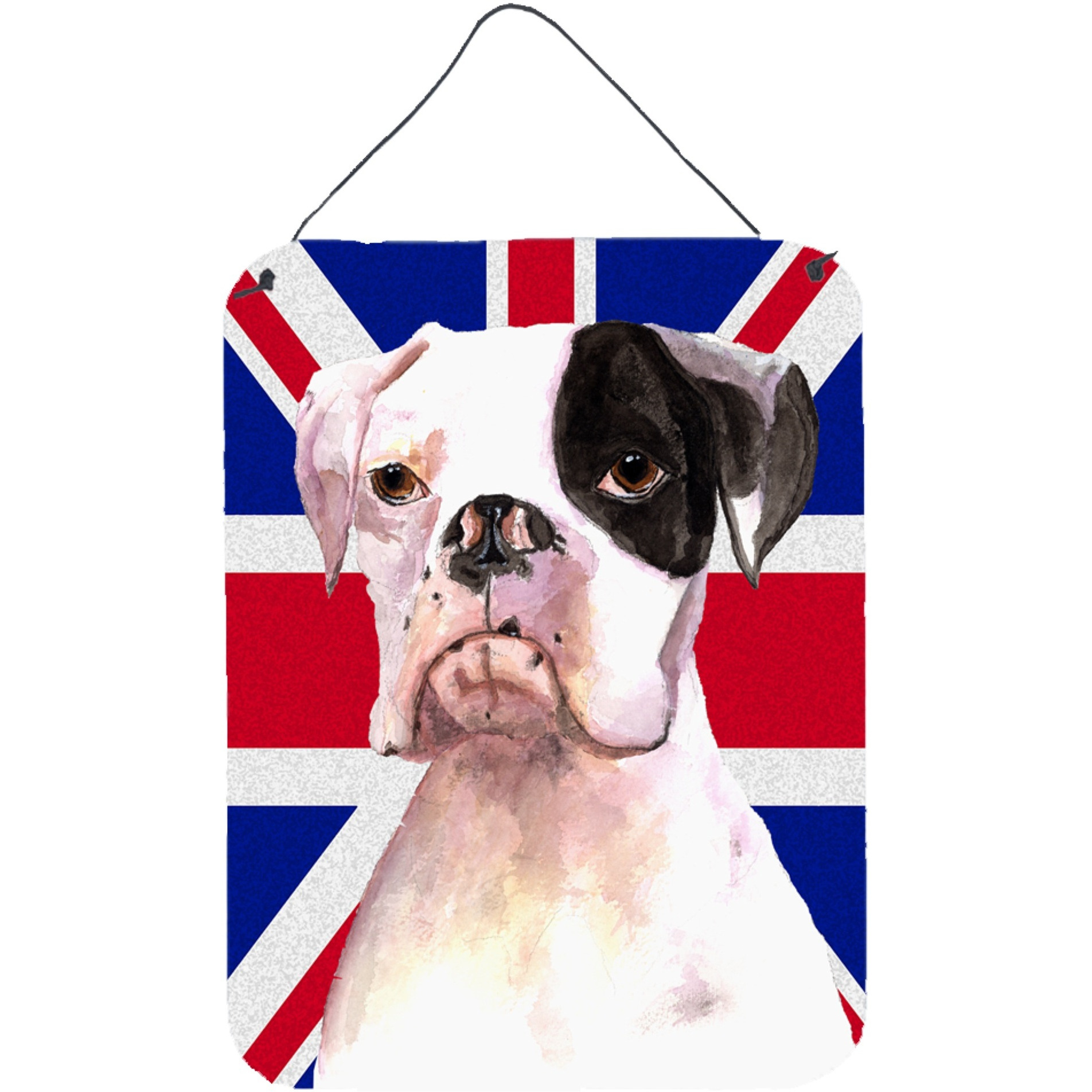 &quotCaroline's Treasures Boxer Cooper with English Union Jack British Flag Wall or Door Hanging Prints, 16"" x 12"""