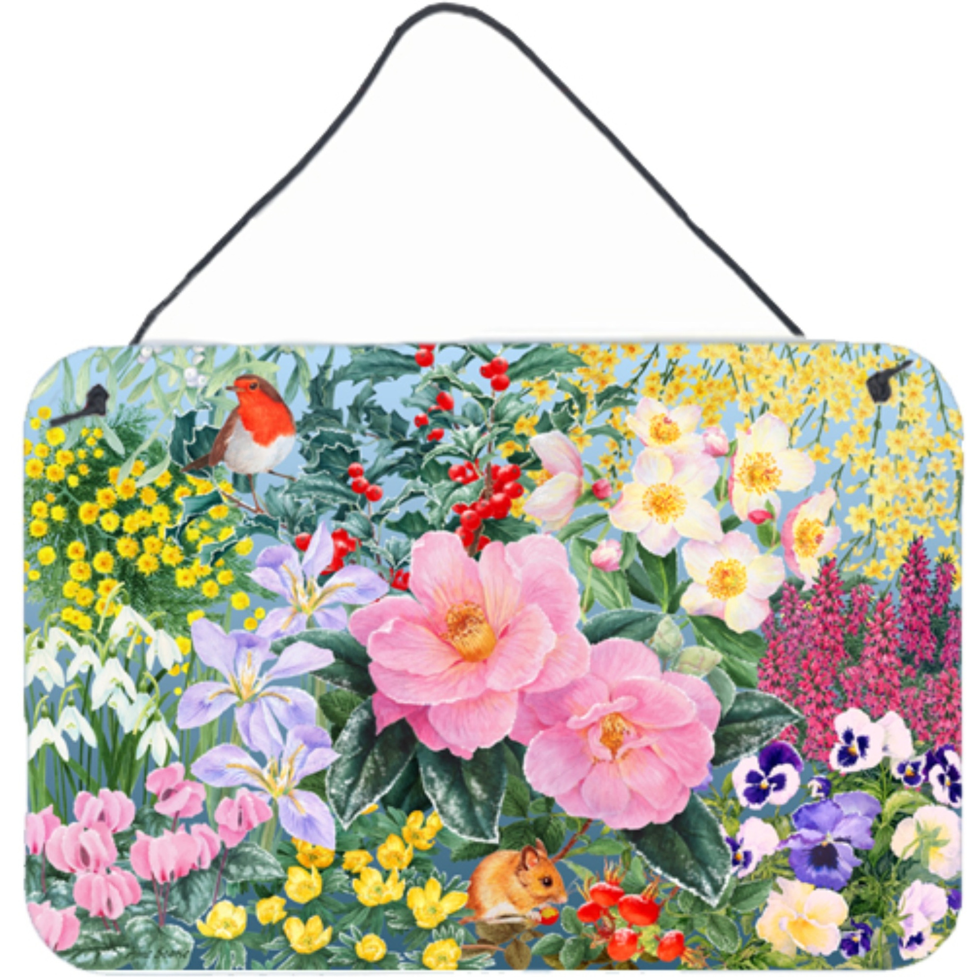 &quotCaroline's Treasures Winter Floral by Anne Searle Wall or Door Hanging Prints SASE0956DS812, 8HX12W, Multicolor"