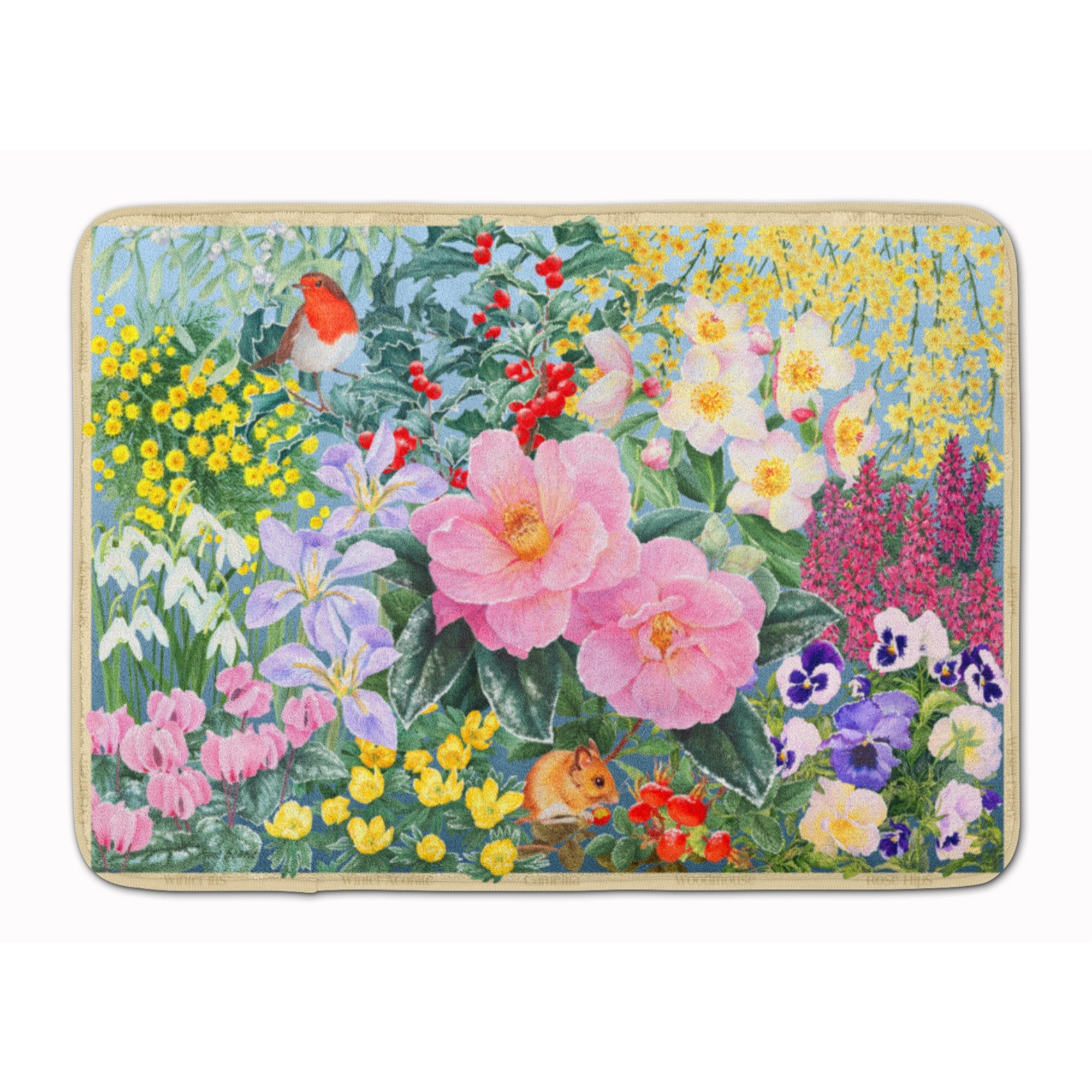 &quotCaroline's Treasures Winter Floral by Anne Searle Floor Mat, 19"" x 27"", Multicolor"