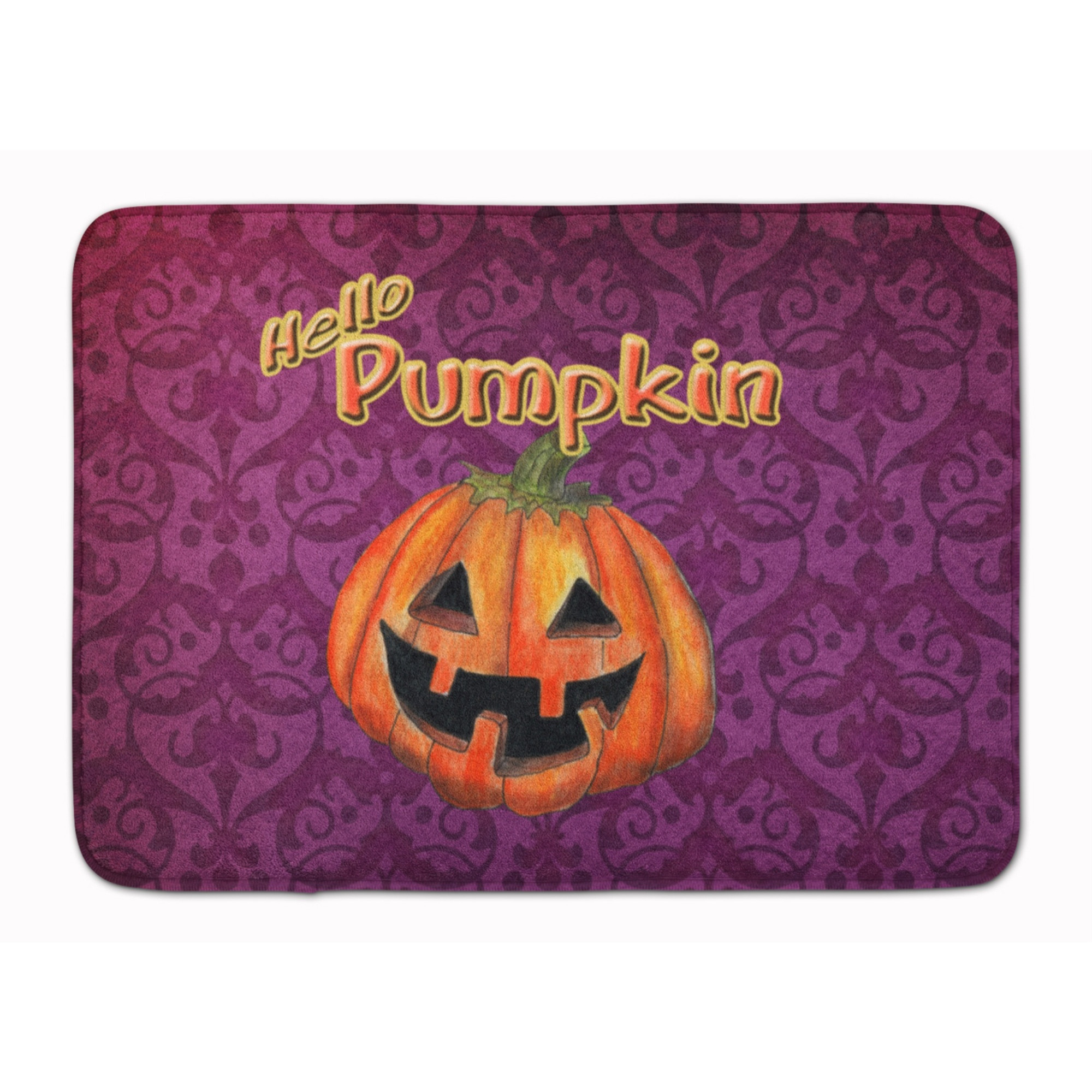 &quotCaroline's Treasures Hello Pumpkin Halloween Floor Mat, 19"" x 27"", Multicolor"
