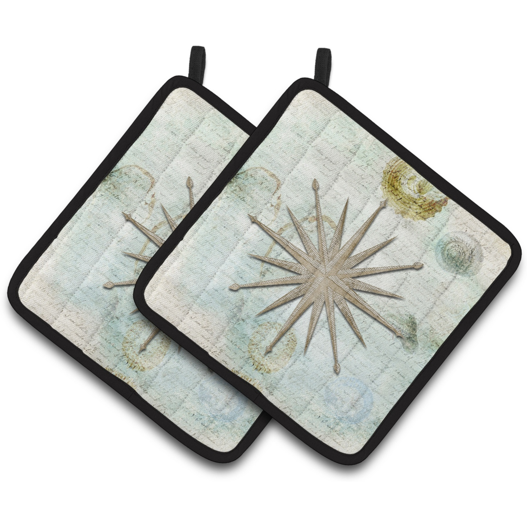 &quotCaroline's Treasures Shells Navagation star Pair of Pot Holders SB3024PTHD, 7.5HX7.5W, Multicolor"