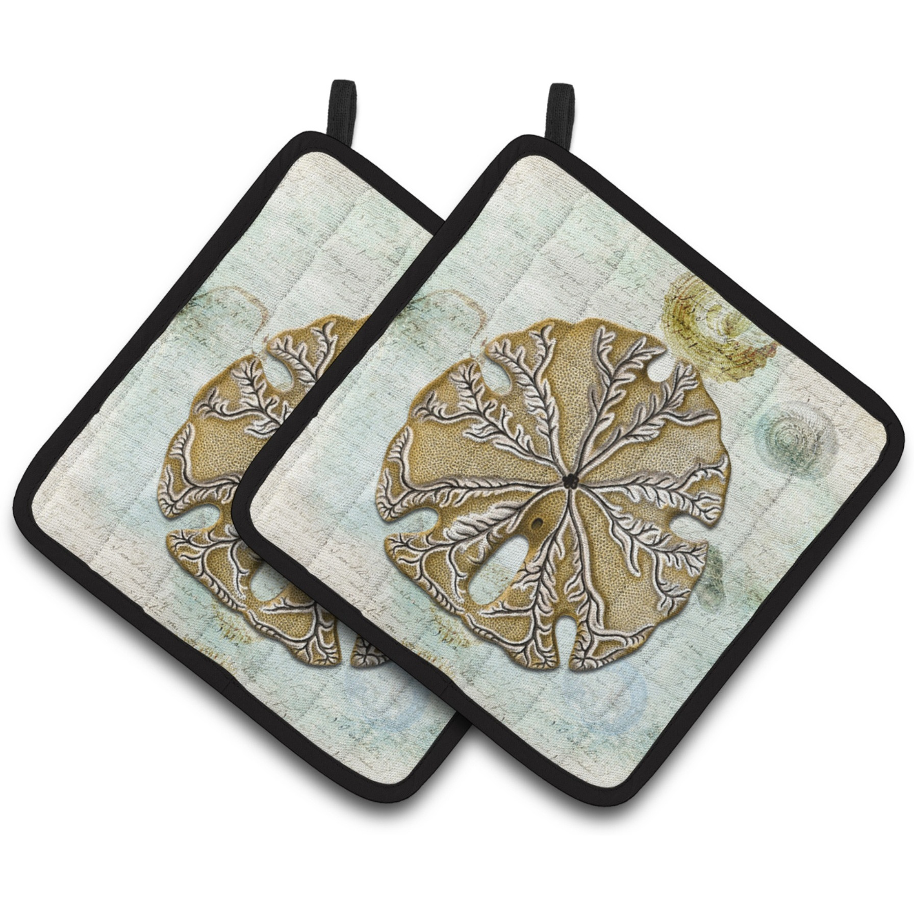 &quotCaroline's Treasures Sand Dollar Pair of Pot Holders SB3026PTHD, 7.5HX7.5W, Multicolor"