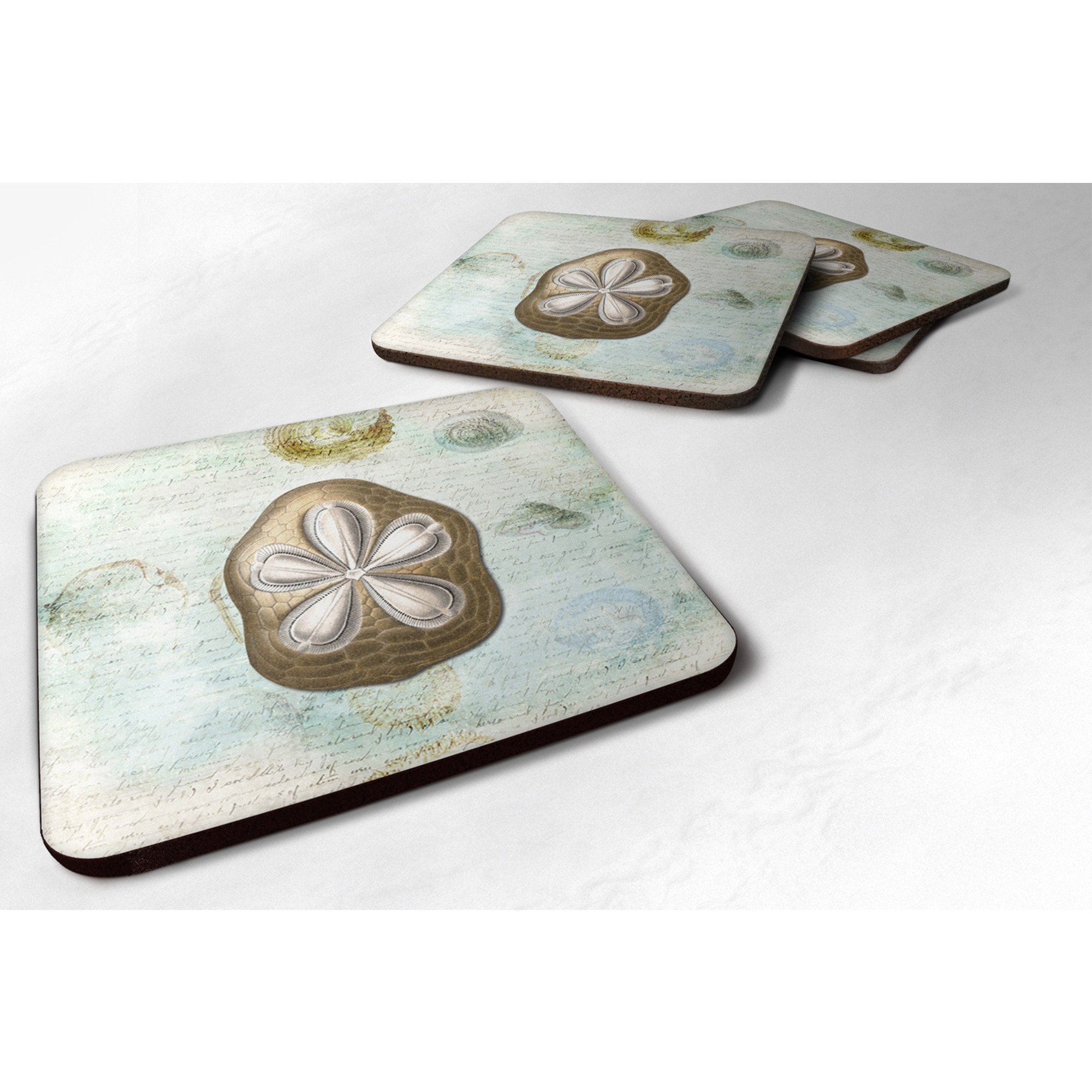 &quotCaroline's Treasures SB3027FC Sand Dollar Foam Coasters (Set of 4), 3.5"" H x 3.5"" W, Multicolor"