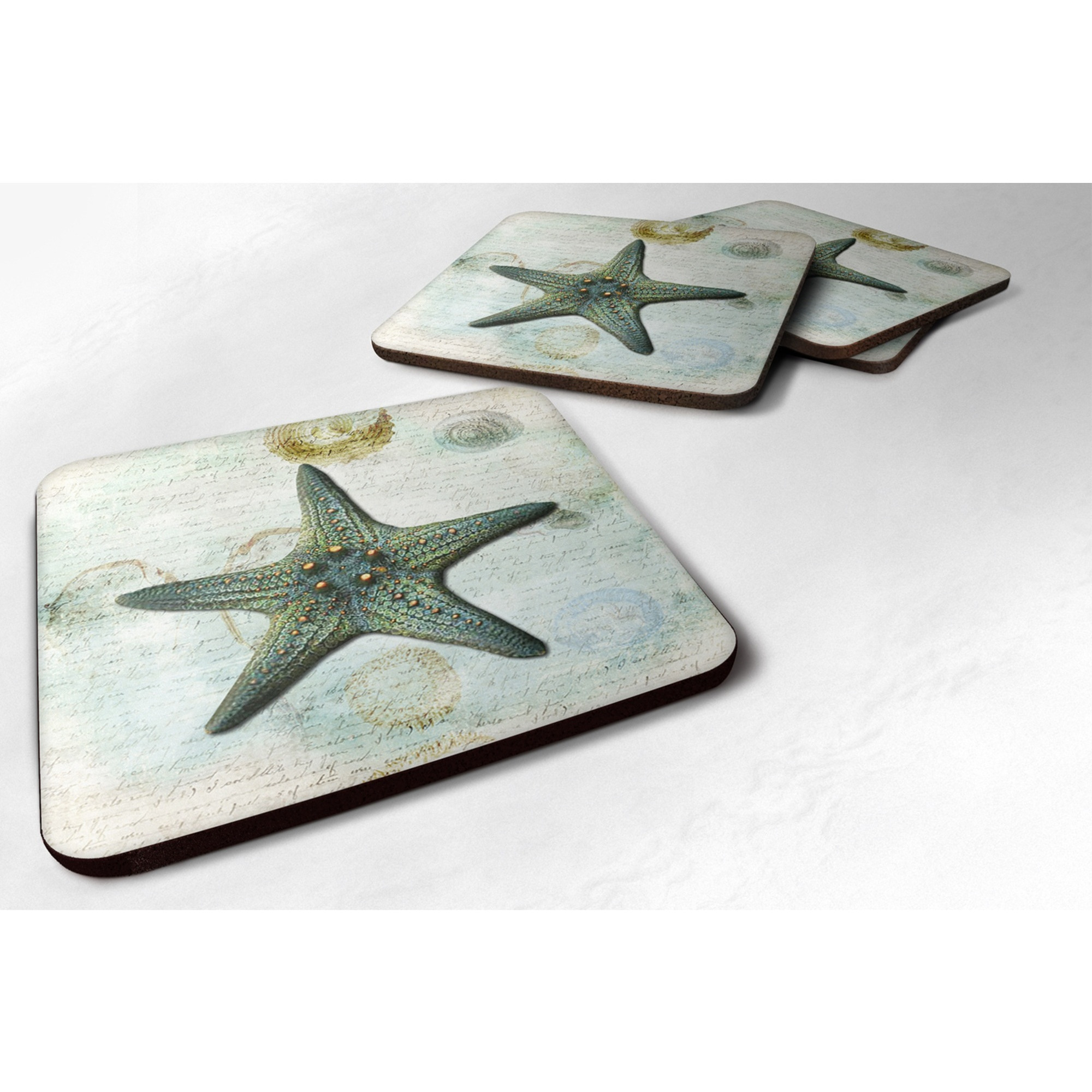 &quotCaroline's Treasures SB3034FC Starfish Foam Coasters (Set of 4), 3.5"" H x 3.5"" W, Multicolor"