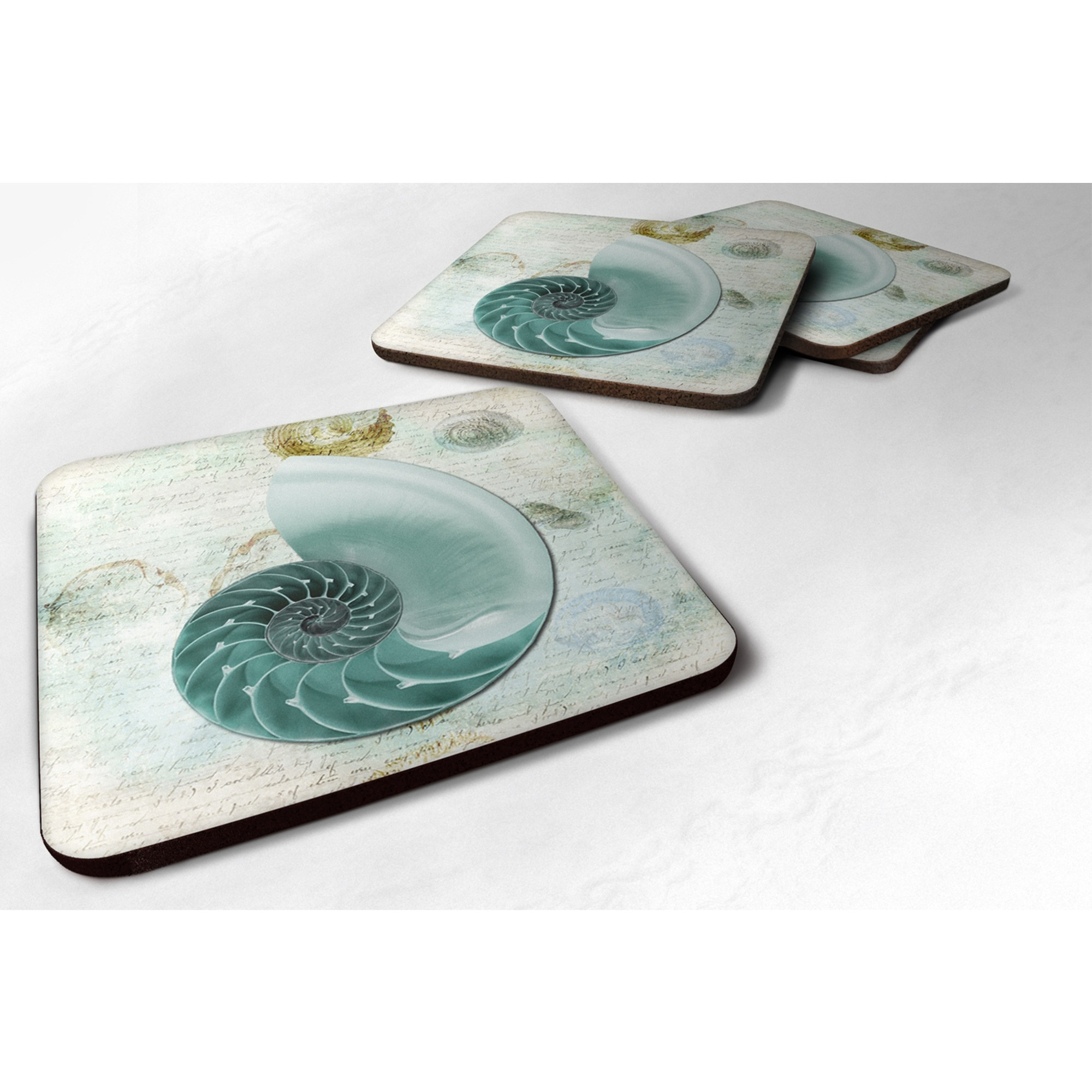 &quotCaroline's Treasures SB3037FC Shells Foam Coasters (Set of 4), 3.5"" H x 3.5"" W, Multicolor"