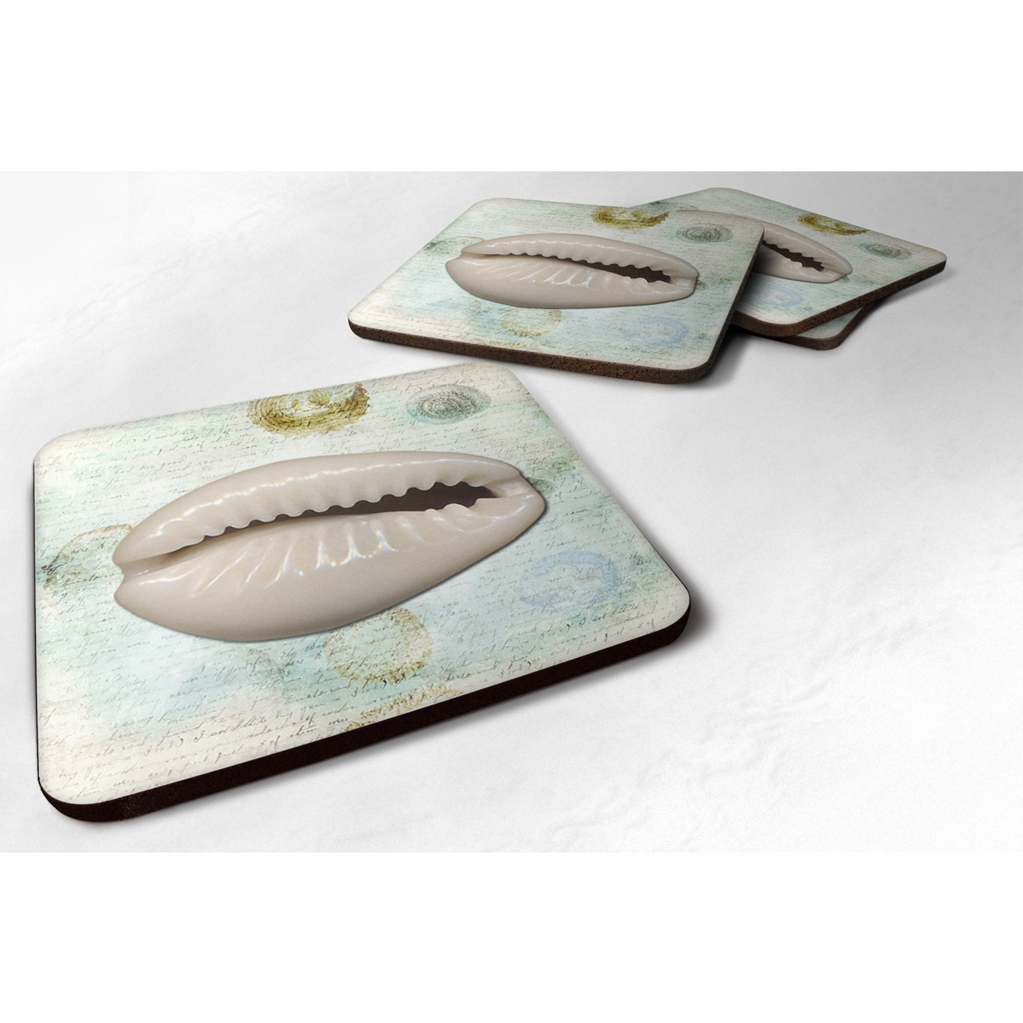 &quotCaroline's Treasures SB3038FC Shells Foam Coasters (Set of 4), 3.5"" H x 3.5"" W, Multicolor"