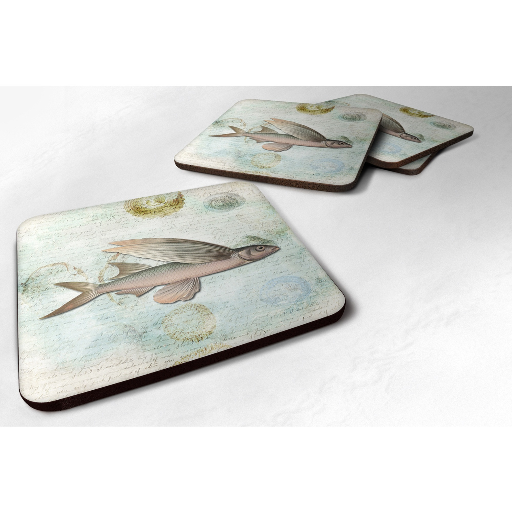 &quotCaroline's Treasures SB3042FC Fish Foam Coasters (Set of 4), 3.5"" H x 3.5"" W, Multicolor"