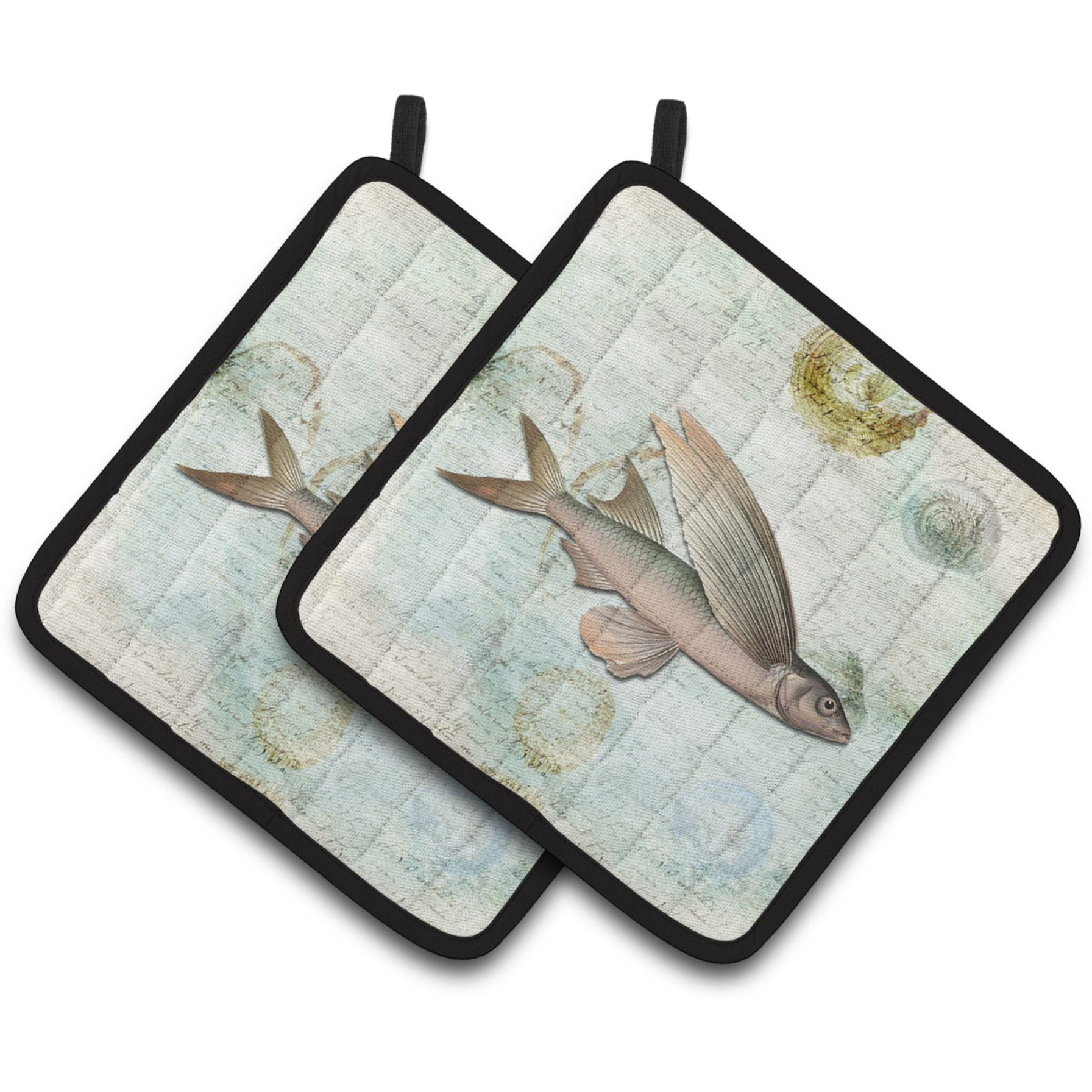 &quotCaroline's Treasures Fish Pair of Pot Holders SB3042PTHD, 7.5HX7.5W, Multicolor"