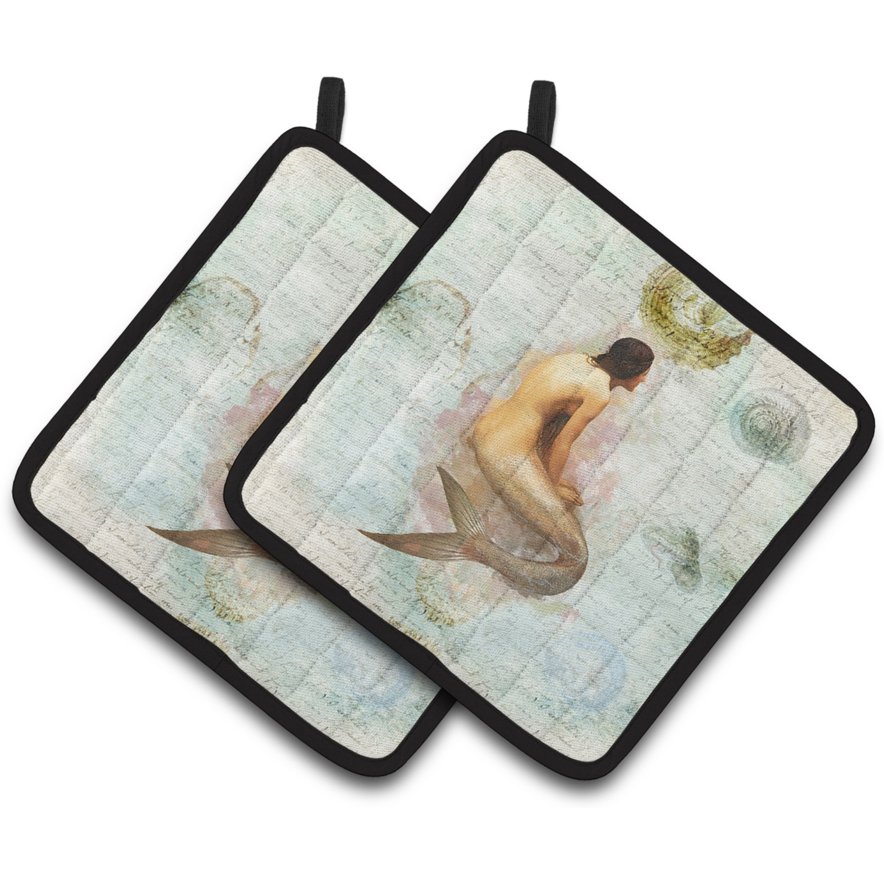 &quotCaroline's Treasures Mermaids & Mermen Pair of Pot Holders SB3045PTHD, 7.5HX7.5W, Multicolor"