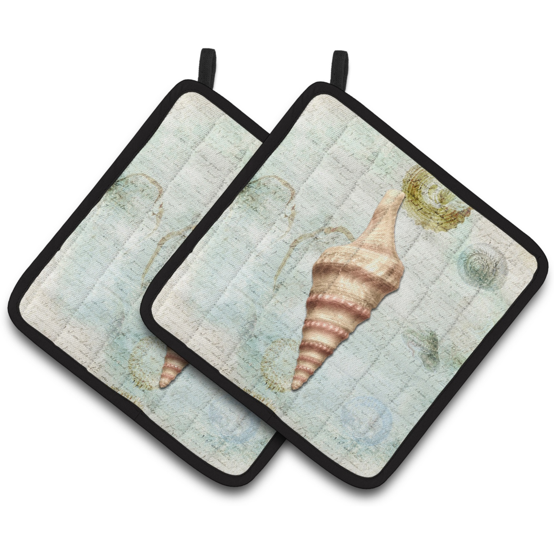 &quotCaroline's Treasures Shells Pair of Pot Holders SB3049PTHD, 7.5HX7.5W, Multicolor"