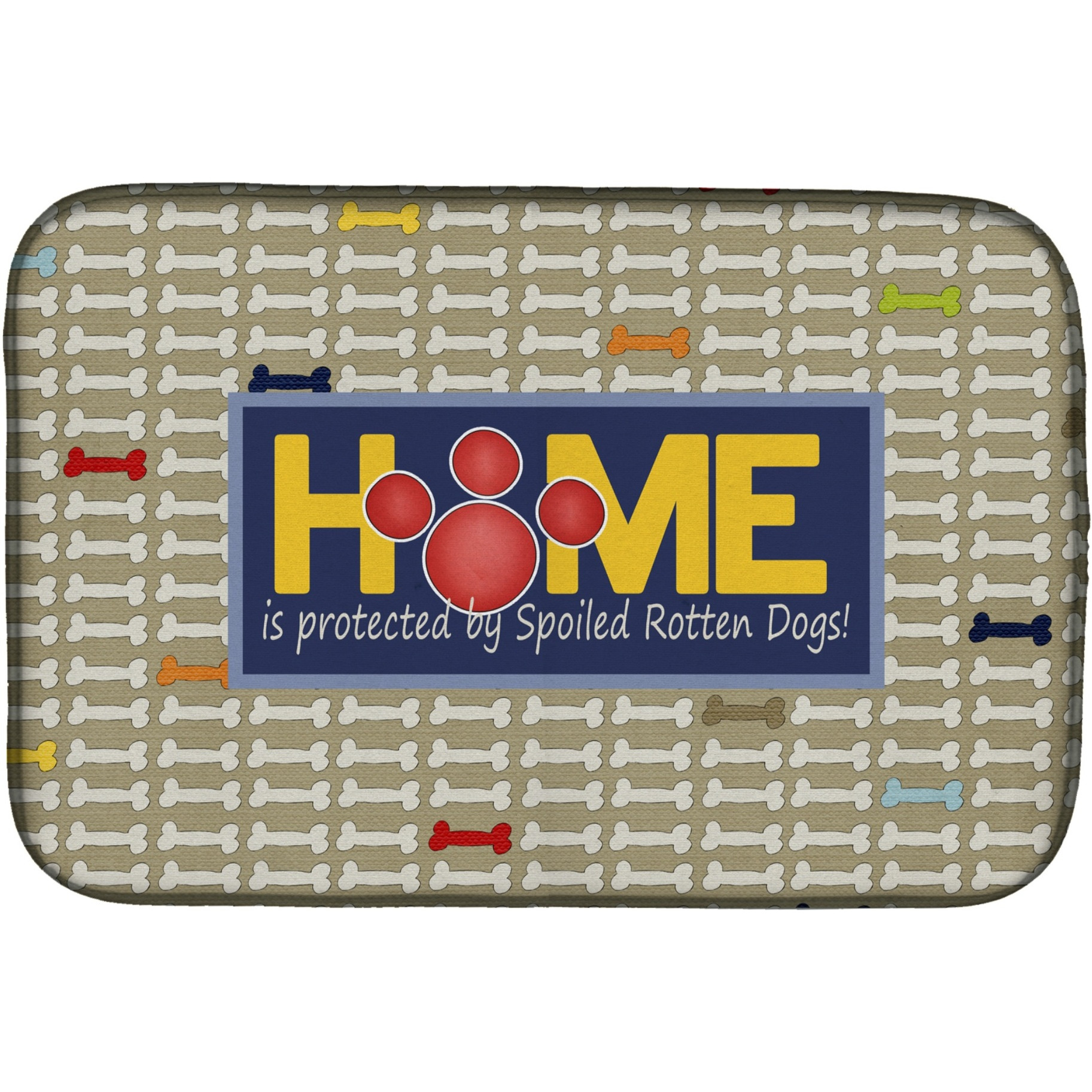 &quotCaroline's Treasures Home is protected by spoiled rotten dogs Dish Drying Mat, 14 x 21, Multicolor"