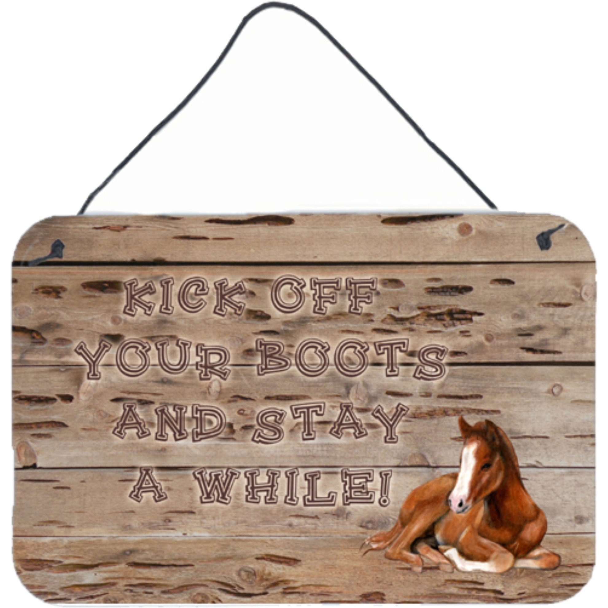 &quotCaroline's Treasures Kick Off Your Boots and Stay a While Wall or Door Hanging Prints, 8 x 12"""