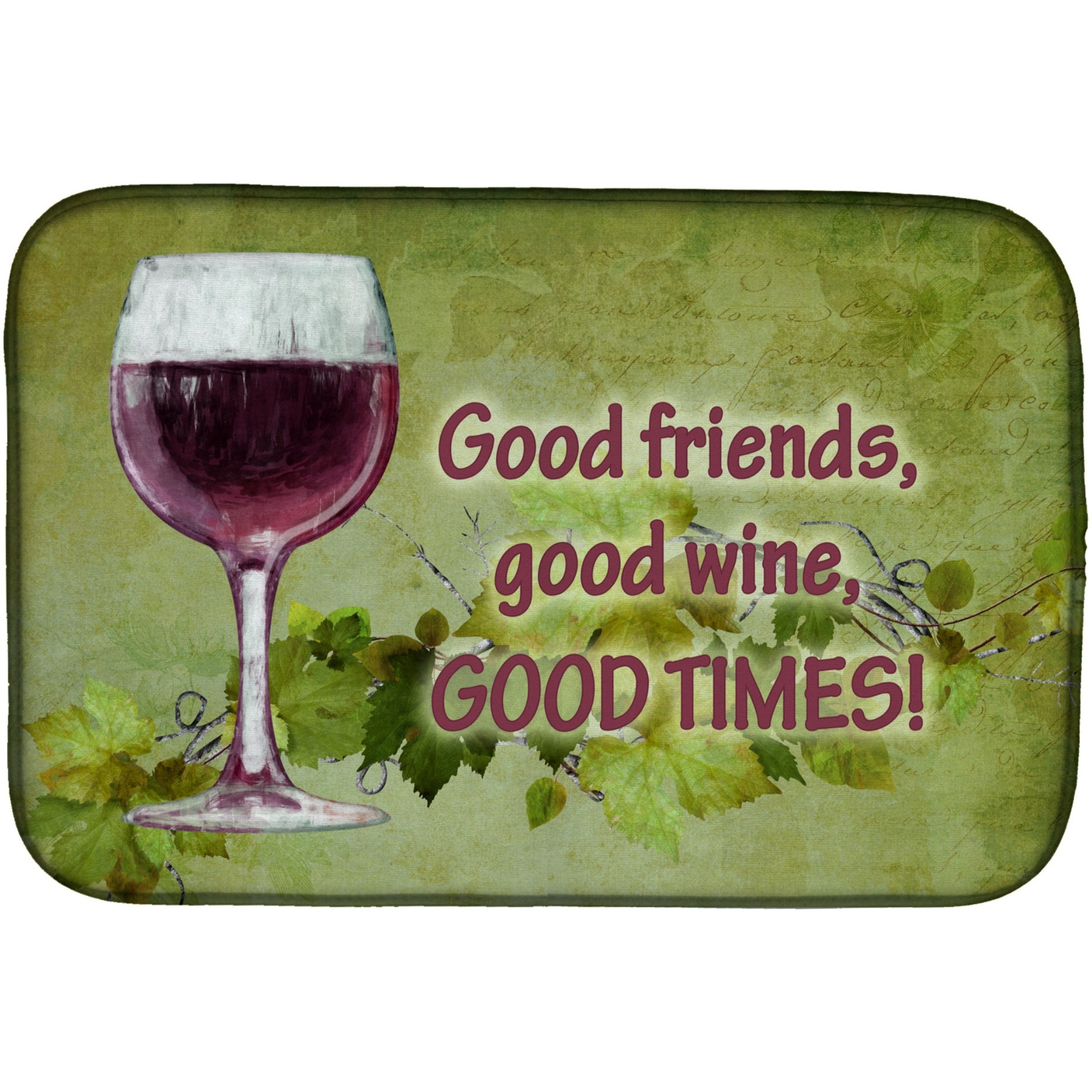 &quotCaroline's Treasures friends, wine, good times Dish Drying Mat, 14 x 21, Multicolor"